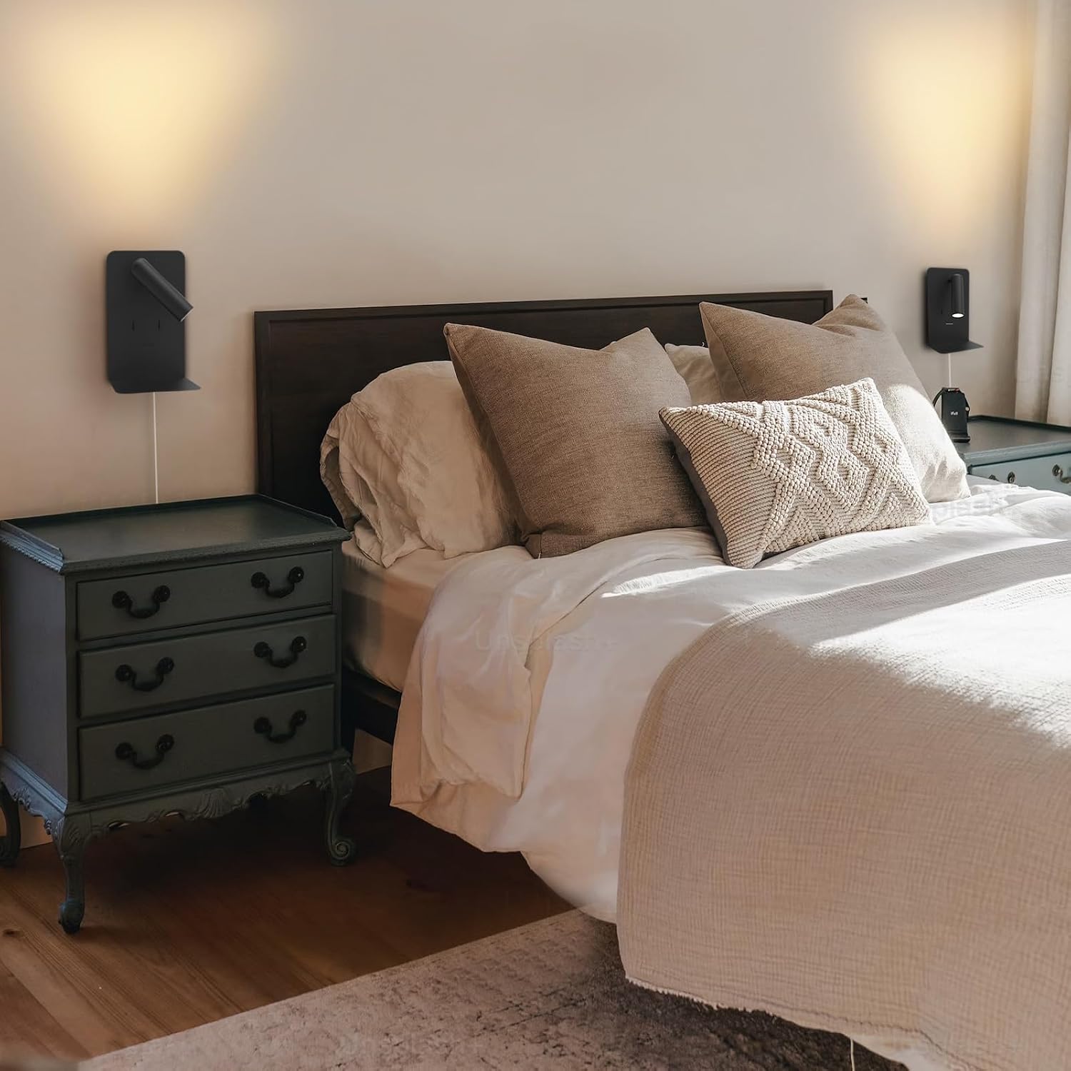ZEROUNO Plug in Wall Sconce with Switch LED Bedside Lamp Bedroom Wall Mounted Reading Light with USB Port Wall Lighting