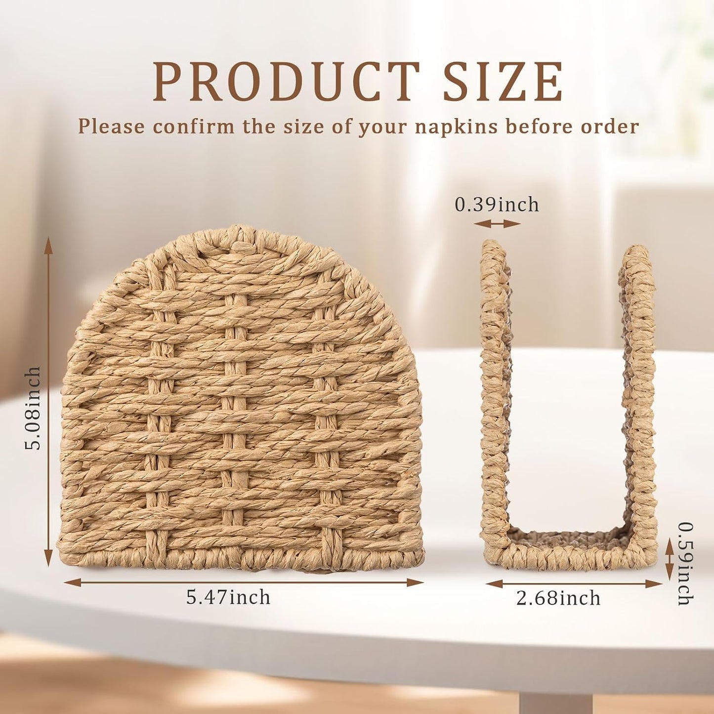 Woven Rattan Wicker Upright Napkin Holders / Arched / Flaxen