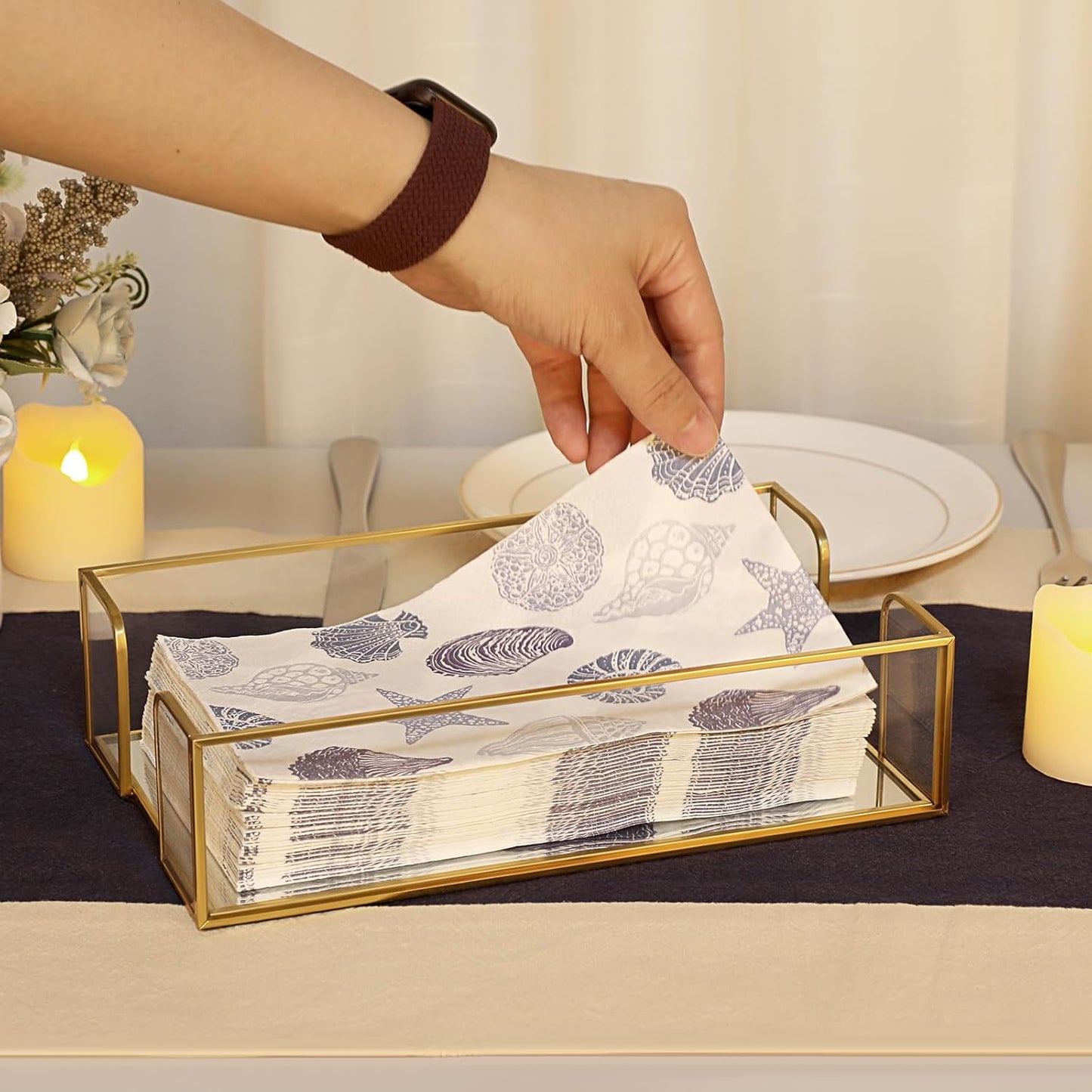Napkin Holder / Napkin Holder Table / Gold / Glass