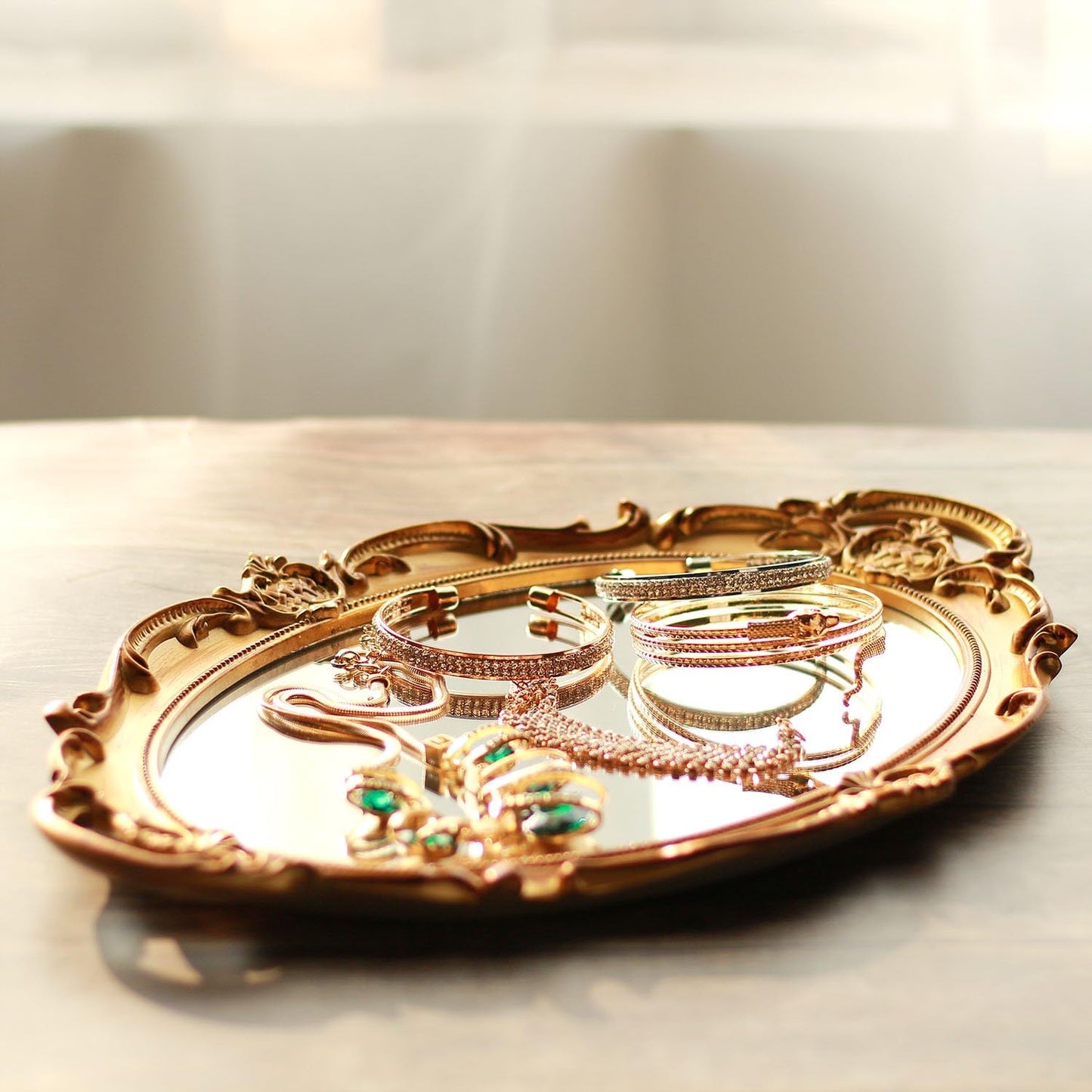 Serving Tray / Makeup Organizer / Gold / 9.8 x 14.6