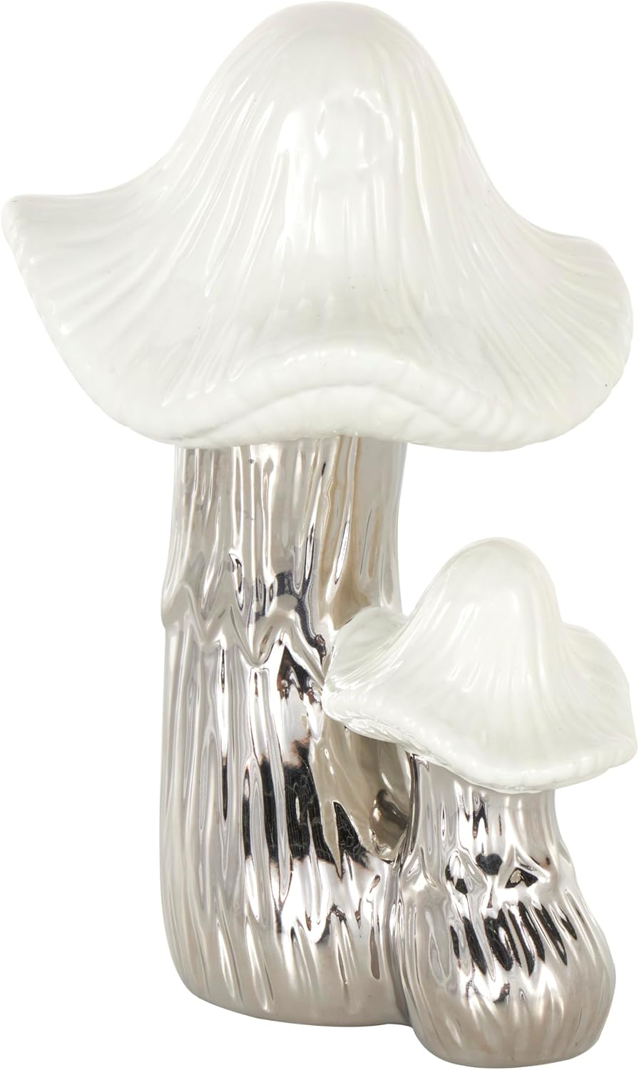 Ceramic Mushroom Decorative Sculpture Home Decor Statue / Silver