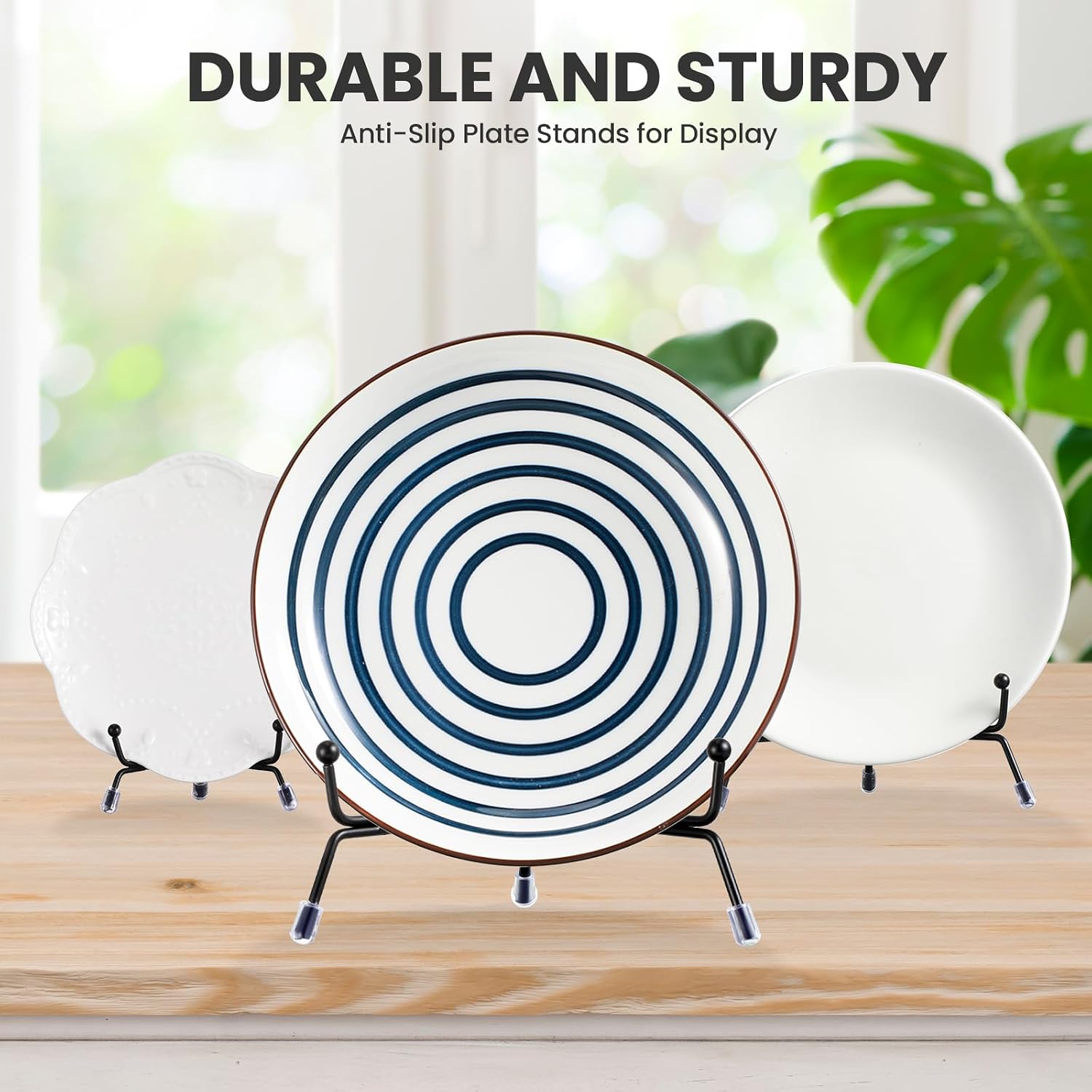 Chumia 18 Pcs Anti Slip Plate Stands for Display, Black, 8 Inch | Iron Holders for Displaying, Decorative Plates
