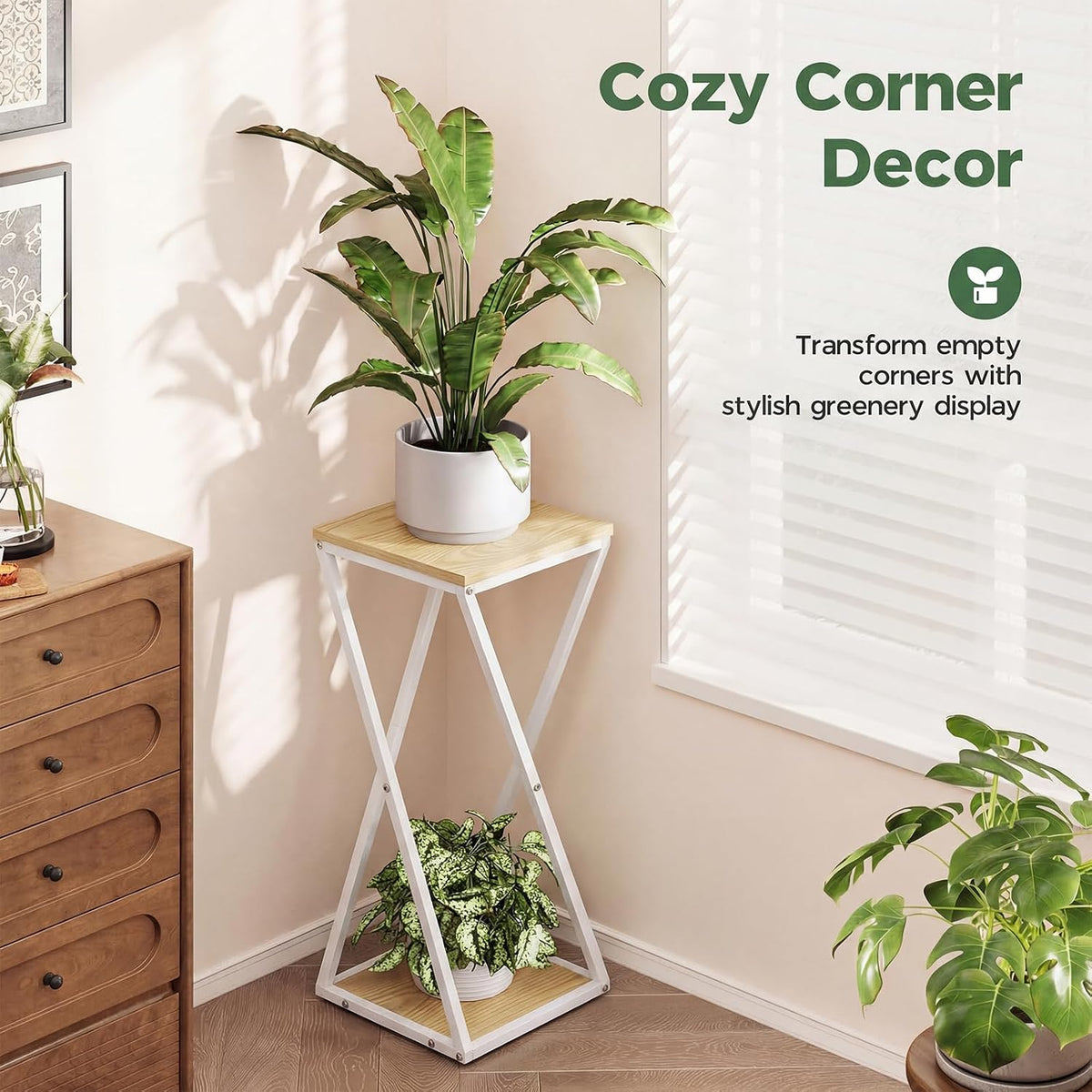 Bamworld Tall Plant Stand Indoor Corner Plant Shelf Tiered Plant Stand Wood Plant Table Heavy Duty Flower Pot Stands