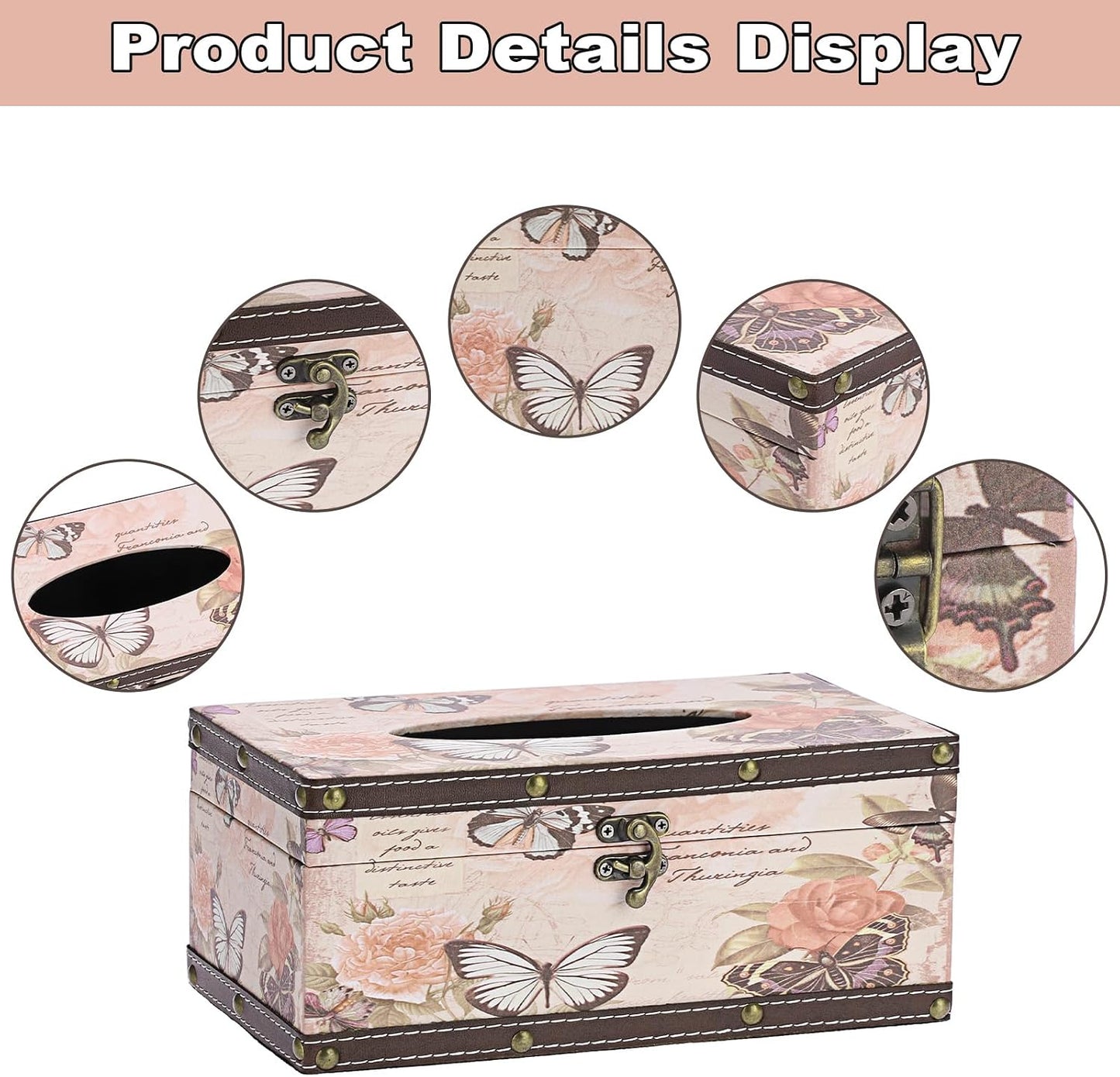 Vintage Tissue Box Cover / Pink / Medium