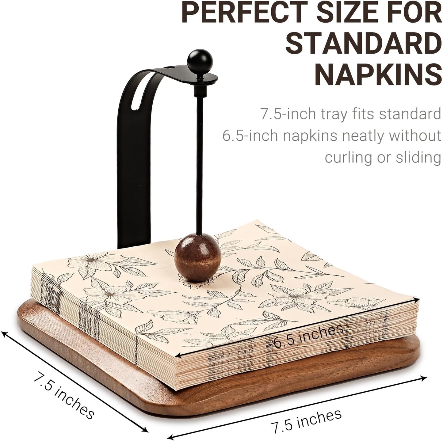 Modern Table Napkin Holder in Solid Walnut Wood / Black