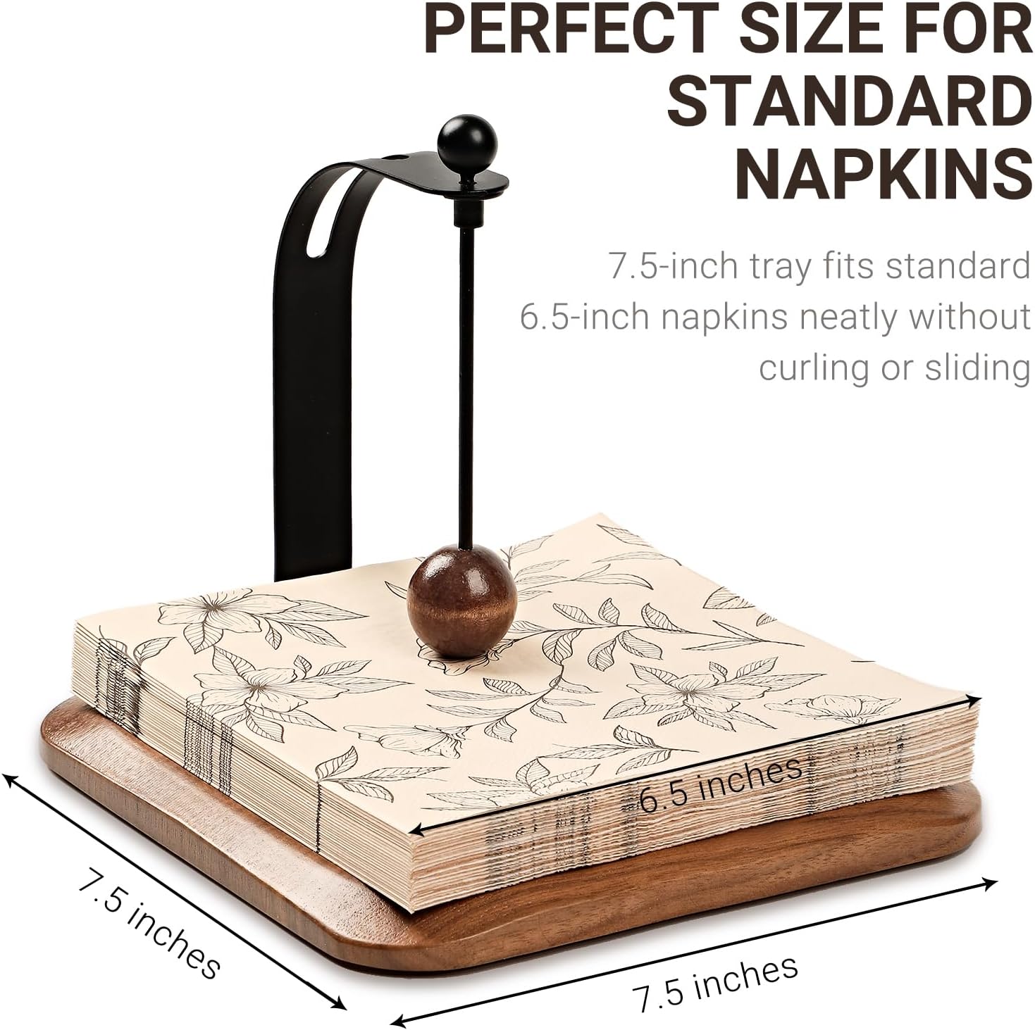 Modern Table Napkin Holder in Solid Walnut Wood / Black