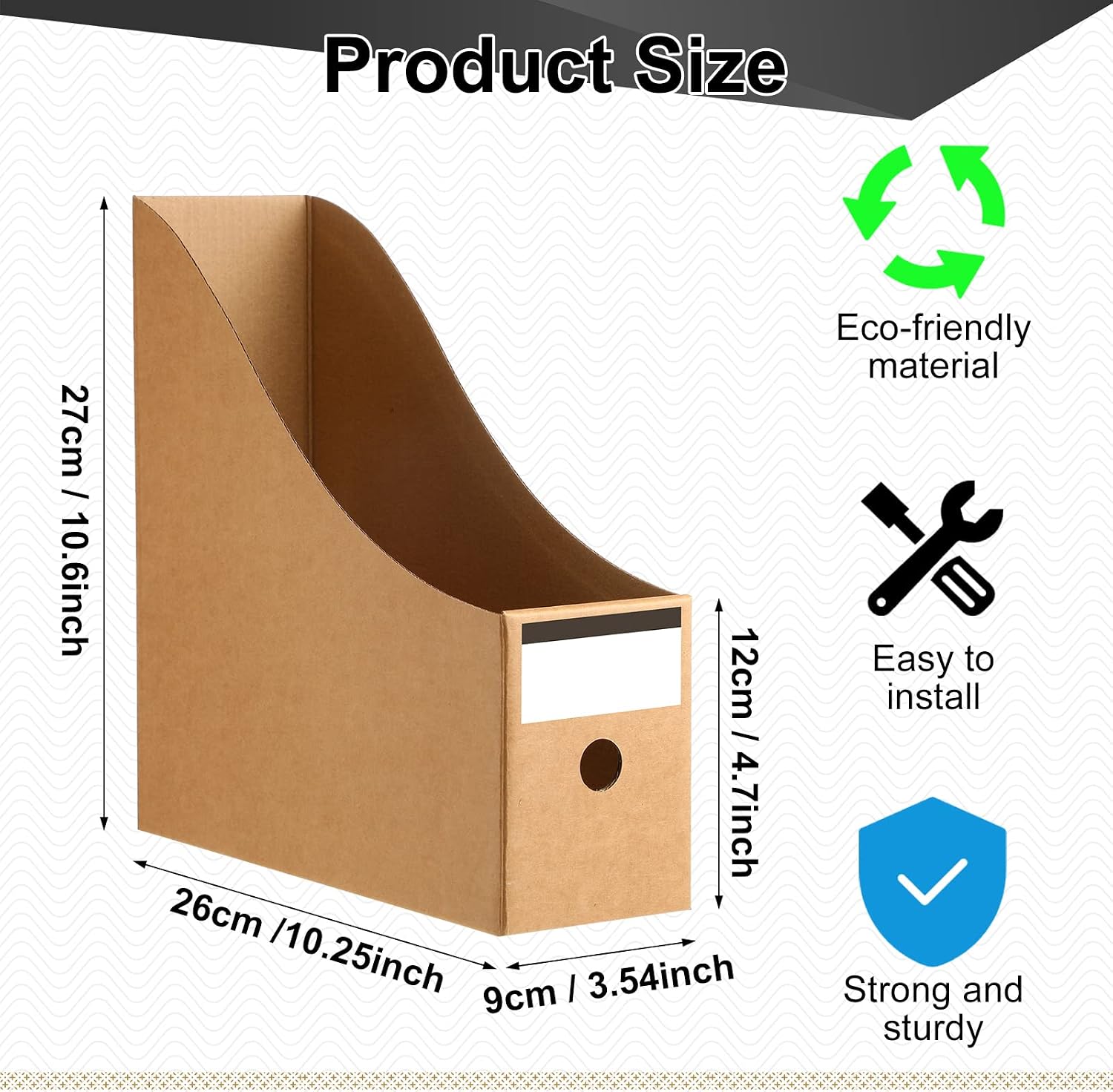 Thenshop 24 Pcs Magazine Files Cardboard Holders,Classic,Brown | File Organizer Foldable Paper Storage for Desk