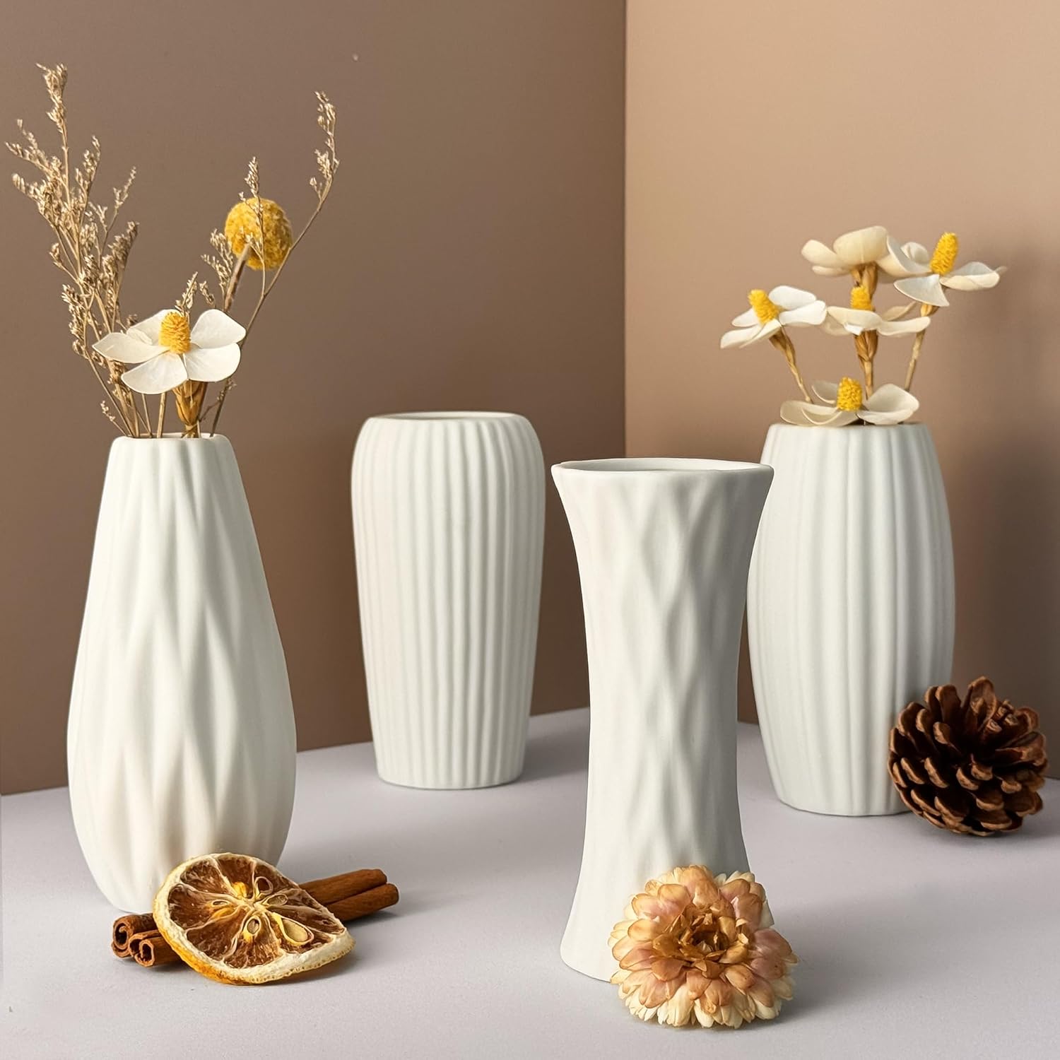 White Vase / Small White Bulk Bud Vases for Pampas Grass / White-12 / Set of 12