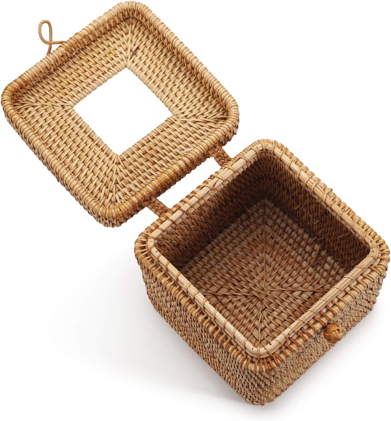 Rattan Square Tissue Box Cover / Natural / 5.7 x 5.7 x 5
