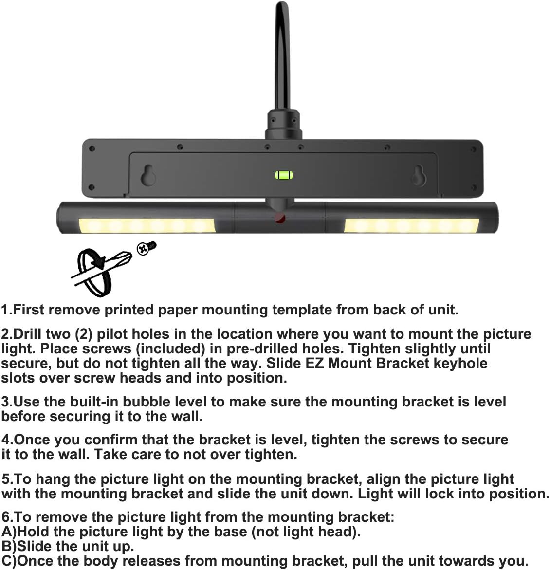 LUXSWAY Wireless Picture Light Battery Operated, Remote Control Painting Light with Rotatable Head, Dimmable and Timer