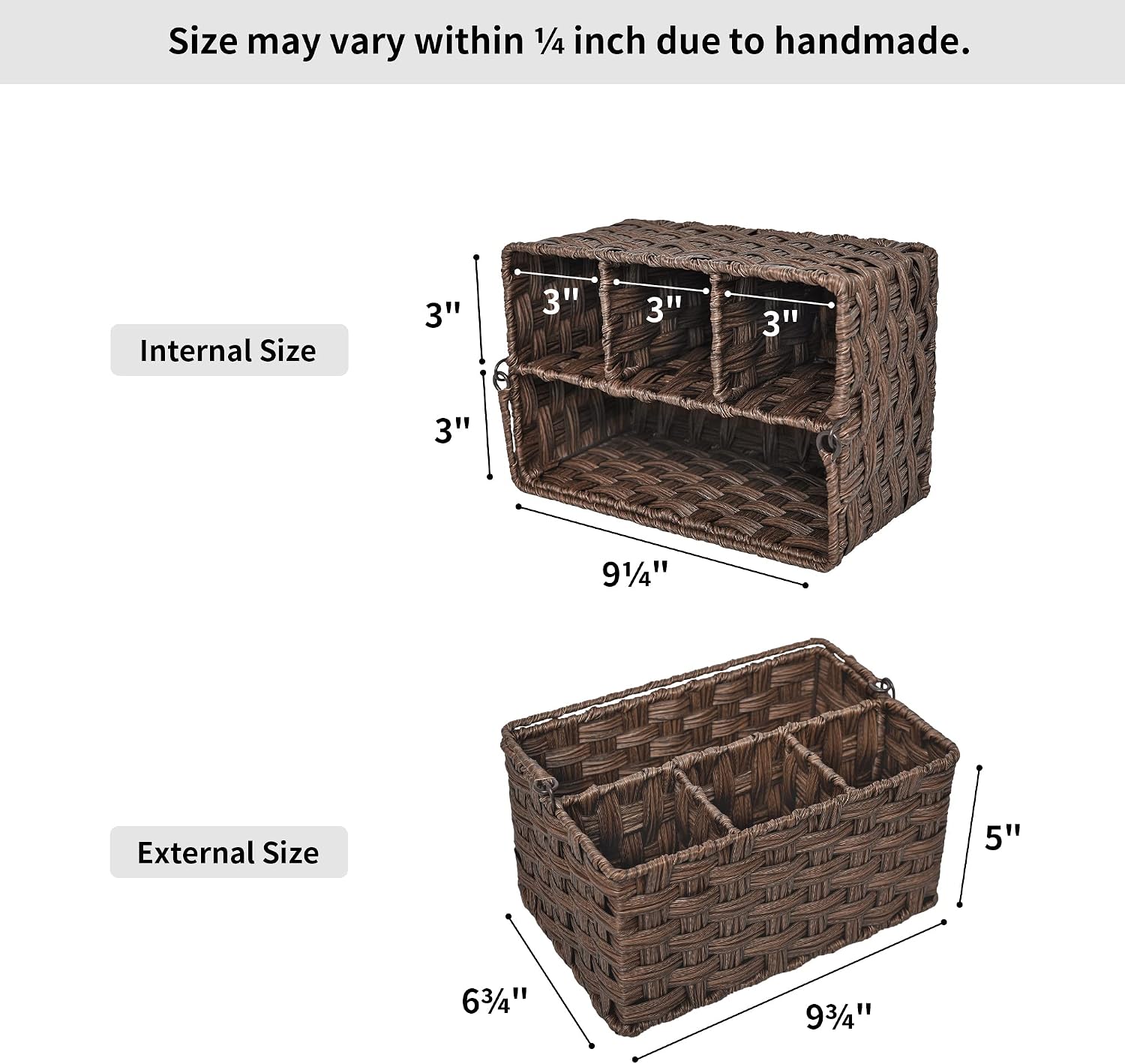 Wicker Utensil Holder Organizer / Brown
