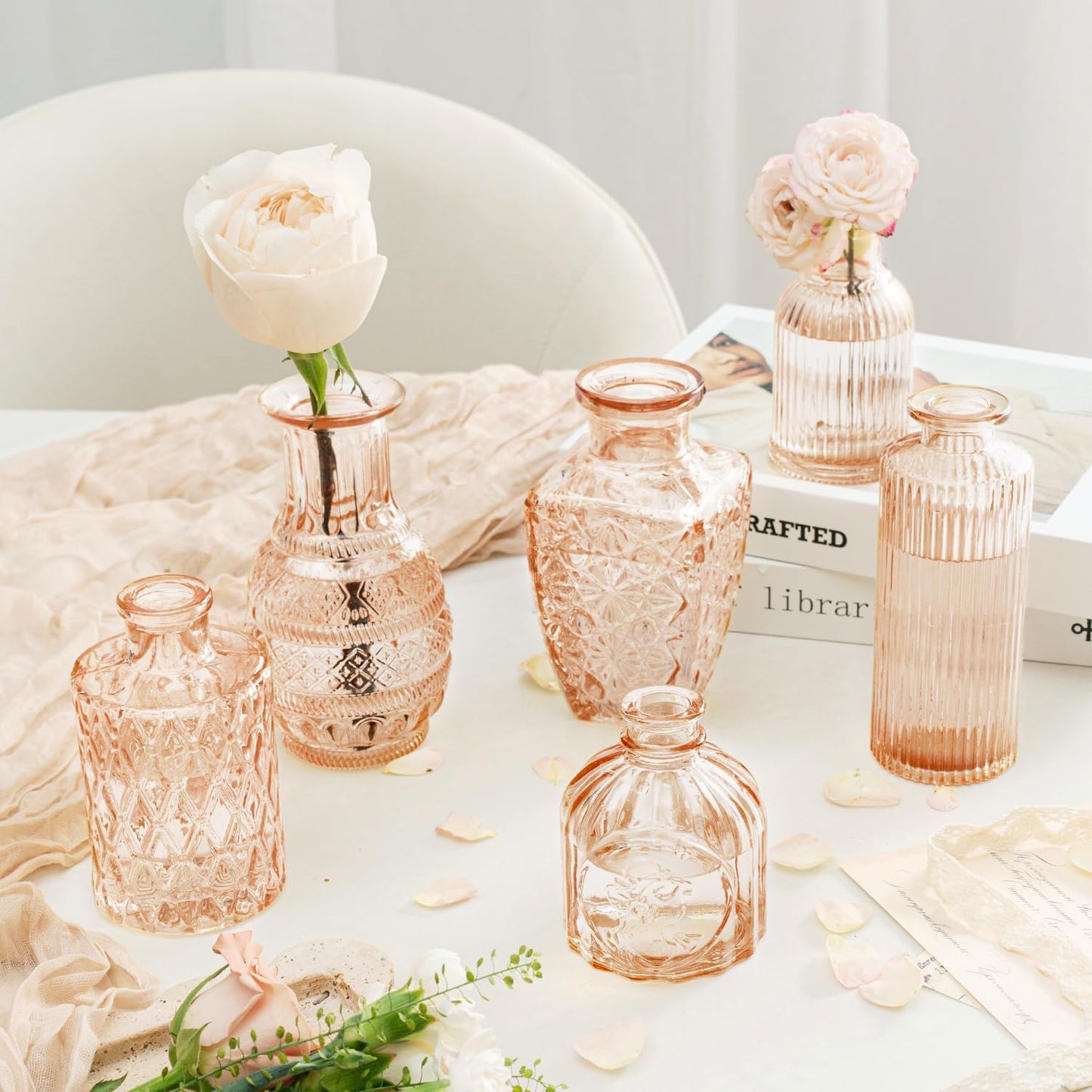 Clear Glass Bud Vase Pcs / Amber Gold / Set of 12