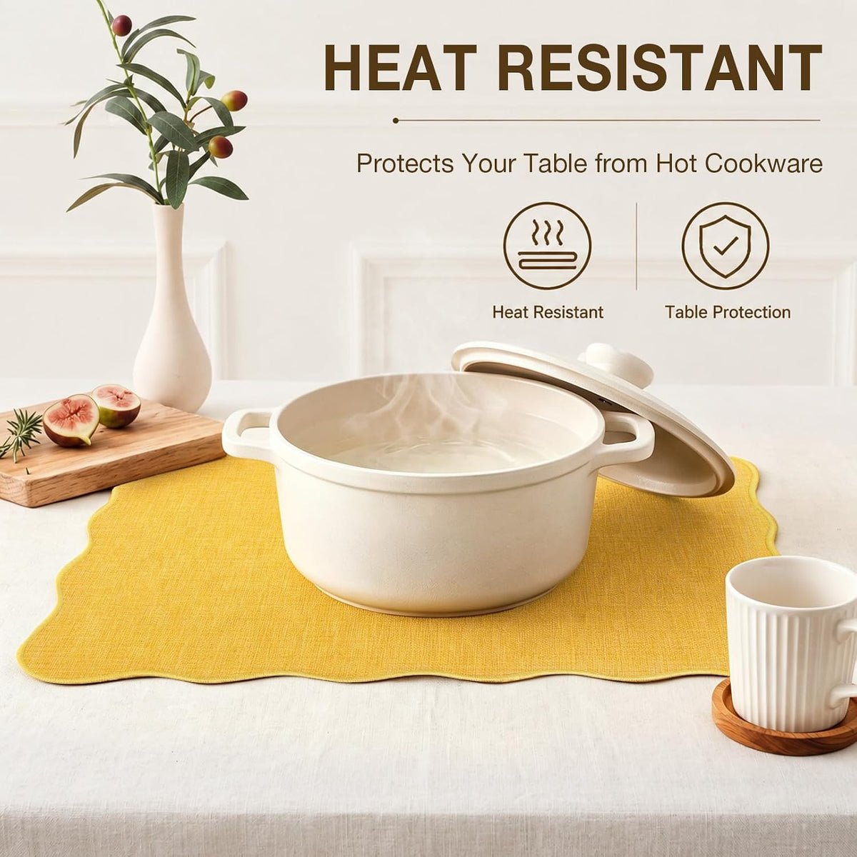 AHHFSMEI Faux Linen Placemats Set of 8 Heat Resistant Non-Slip Stain Proof Table Mats for Kitchen Dining Elegant Decor