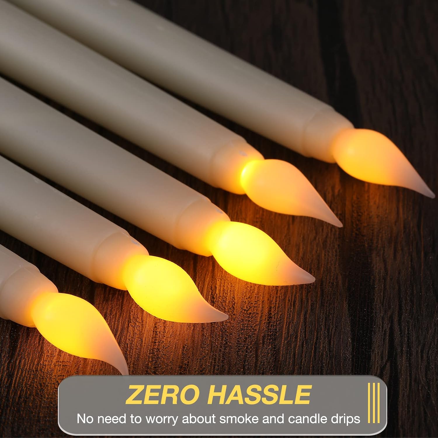 24 Pack Flameless Flicker Taper Candles Bulk with Remote and Timer, Battery Operated LED Warm White Taper Candles Light