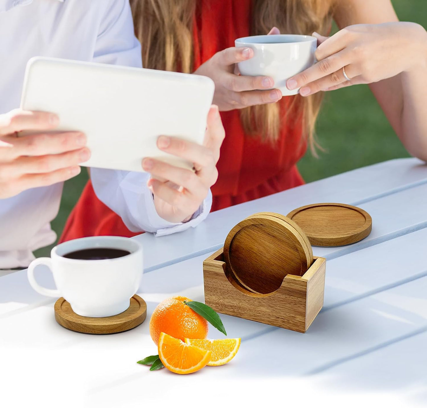 Holder / Acacia Wood Coaster / Set of 4
