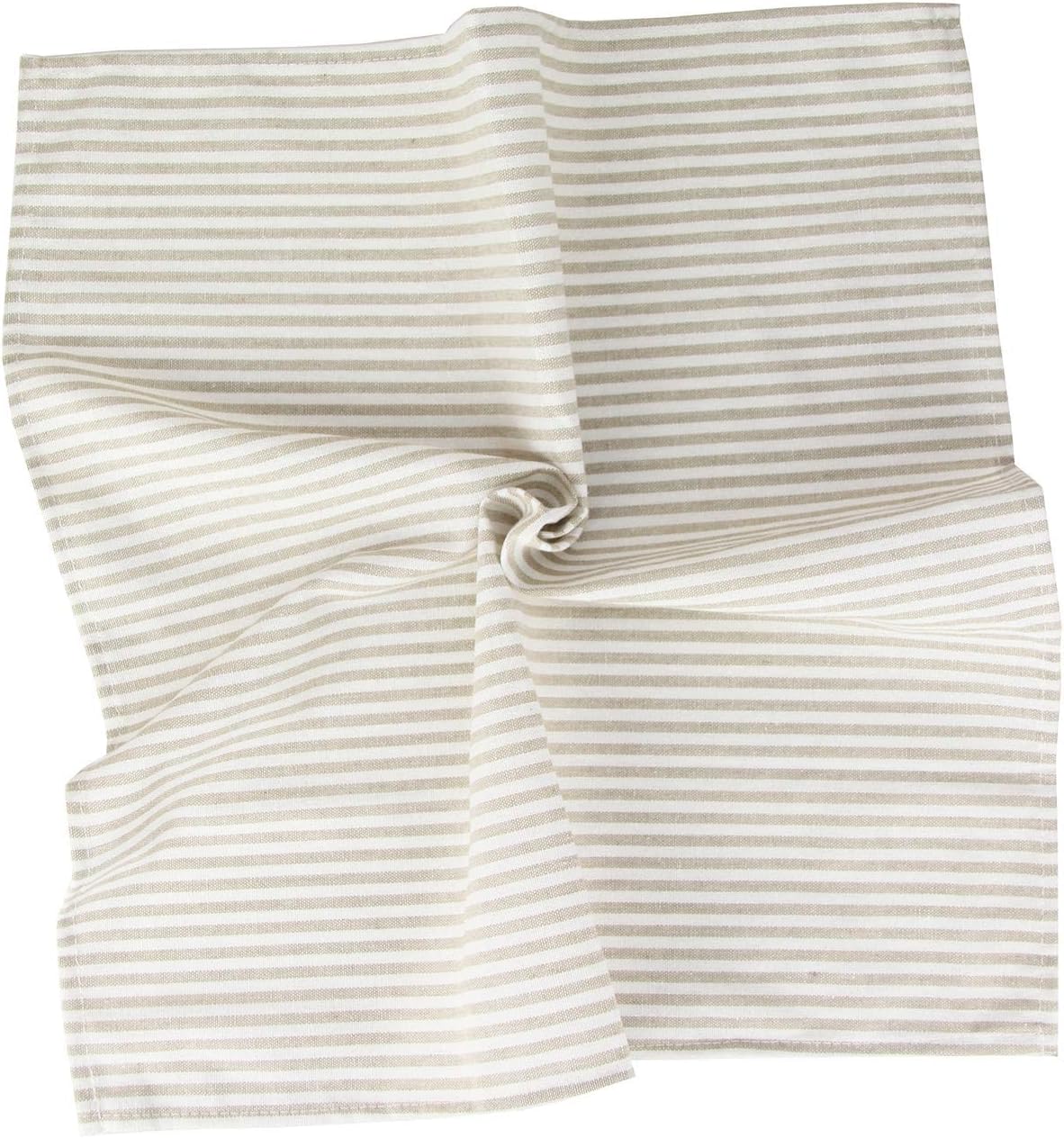 Plain Striped Cotton Linen Blended Dinner Cloth Napkins - Set of 12 (17 x 17 inches) - for Events & Home Use (Beige)