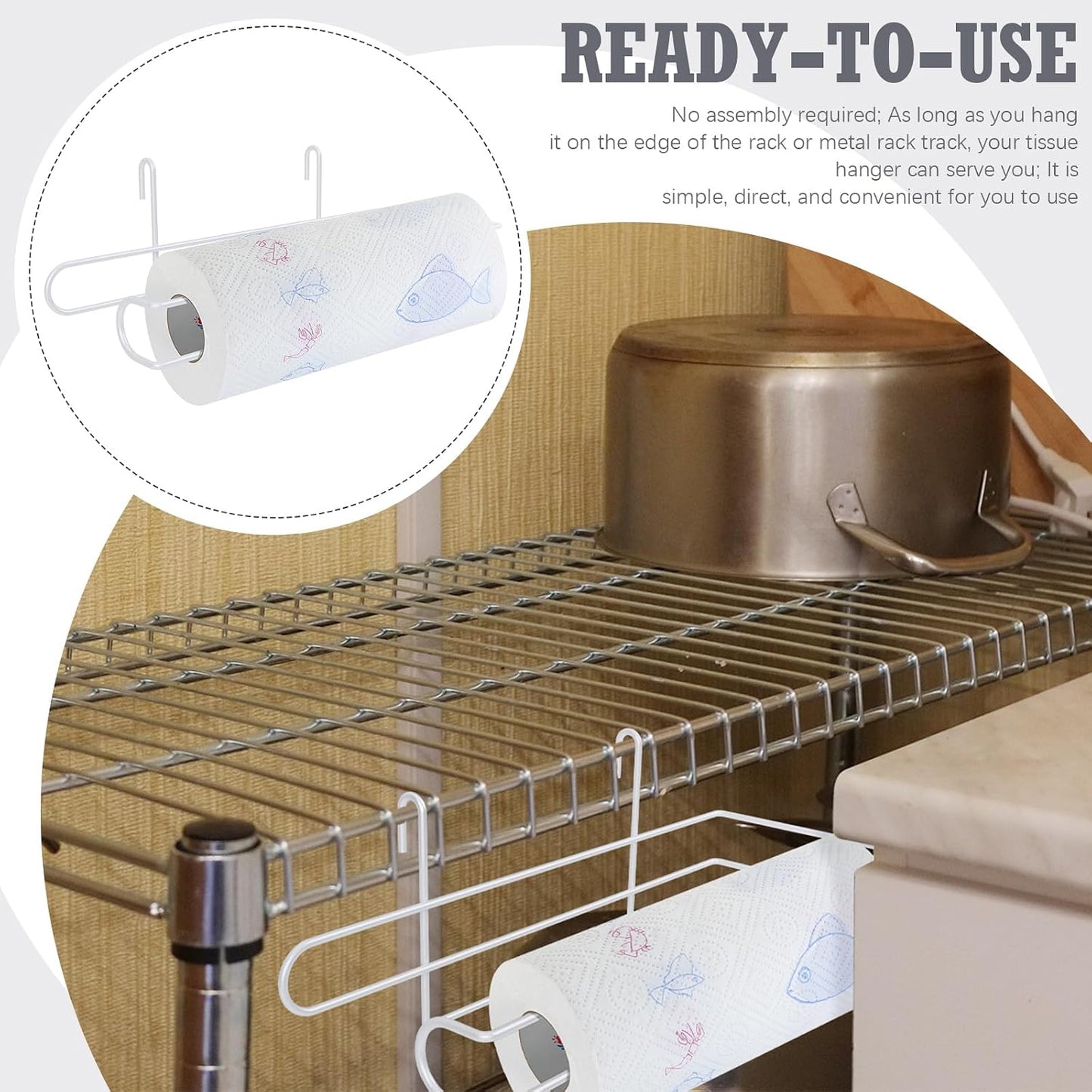 CroBlissful Paper Towel Holder for Wire Shelving 5'' D x 12'' W x 4.5'' H Hanging Paper Towel Holder Wire Shelf