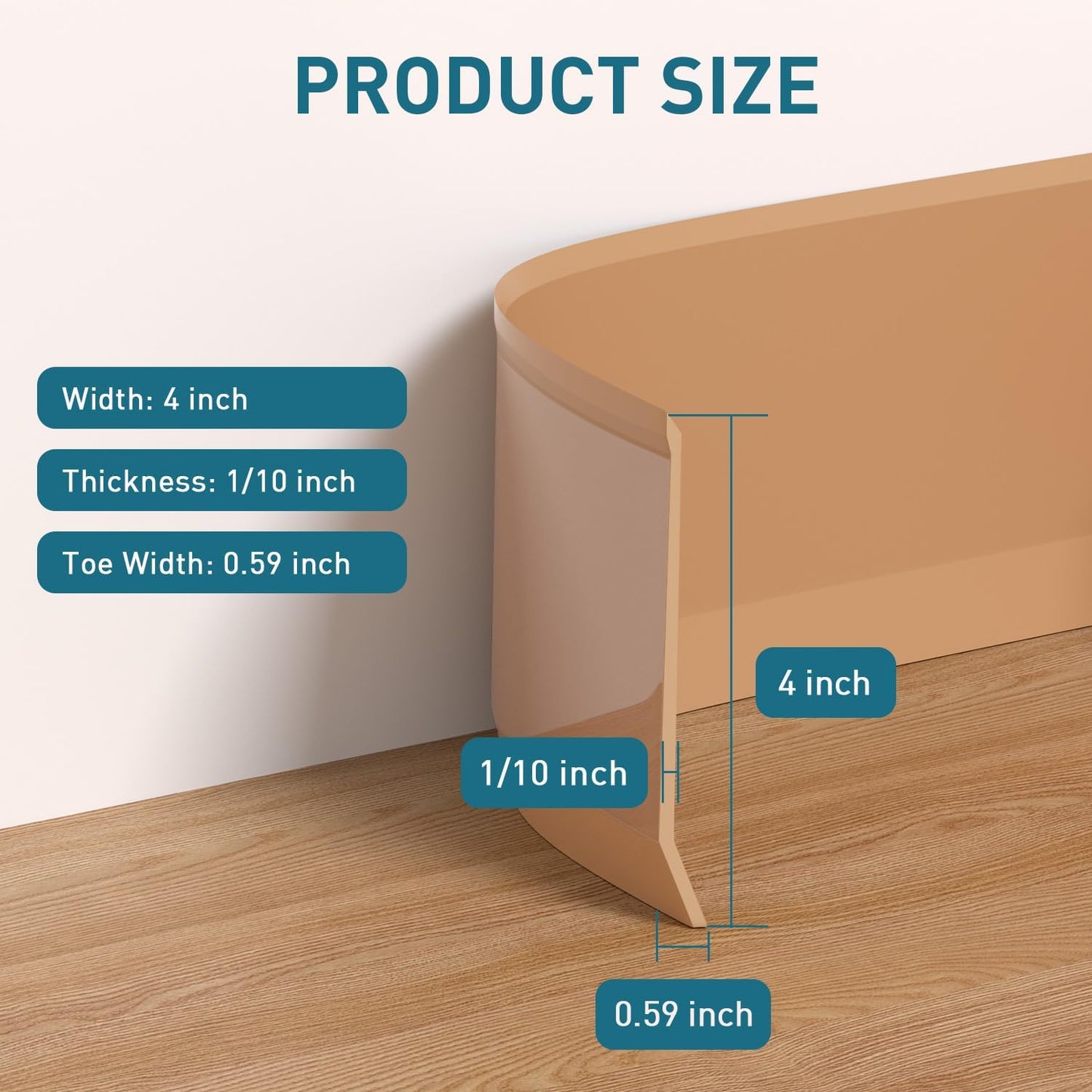 Flexible Baseboard Molding Trim / 20ft / Brown / 4 x 20