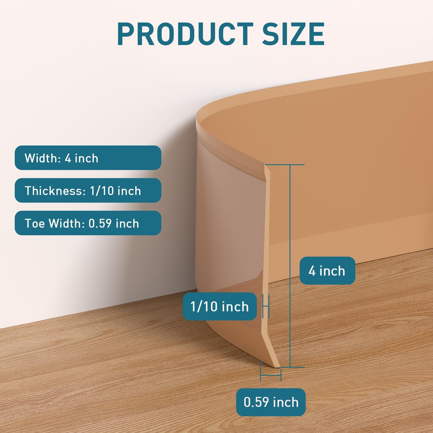 Flexible Baseboard Molding Trim / 20ft / Brown / 4 x 20