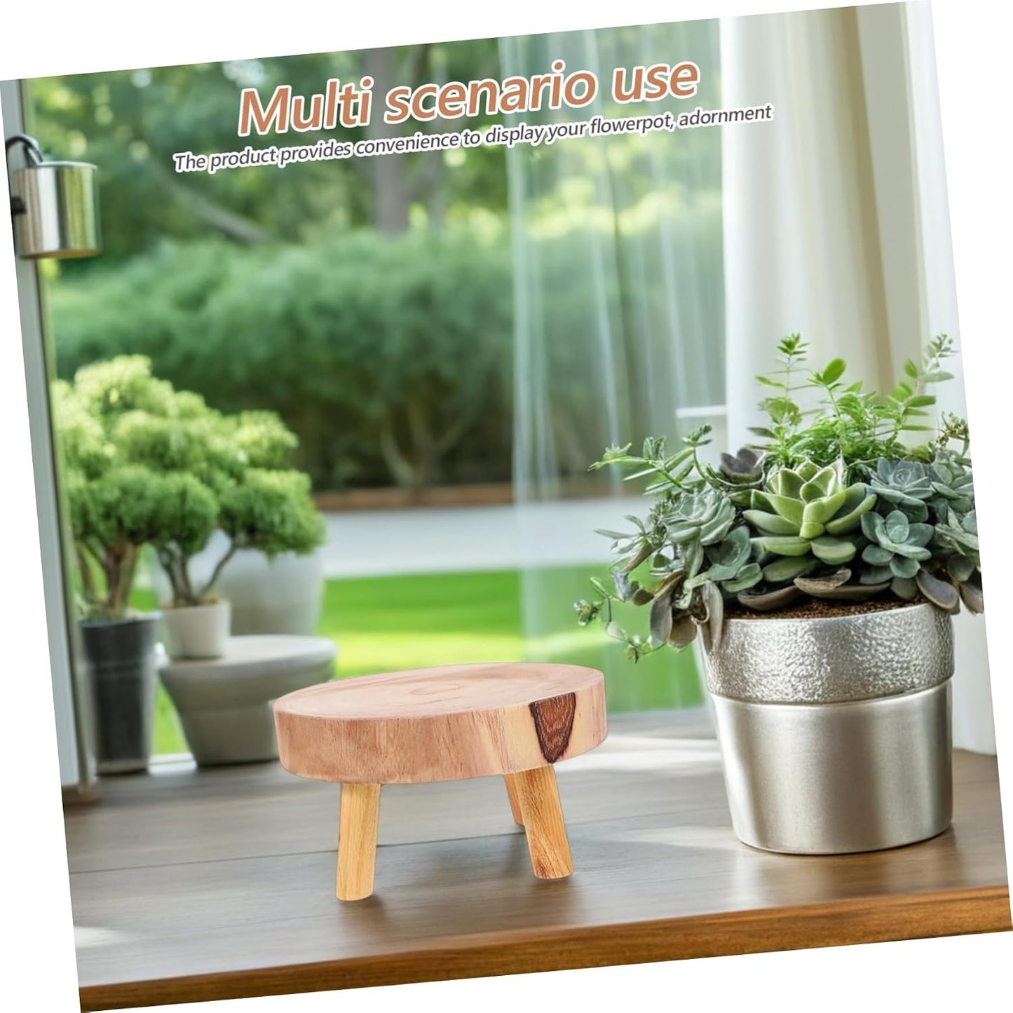 Mini Wooden Stool Display Stand Plant Stand Wood Flower Pot Holder Garden Plant Pot Riser Stand