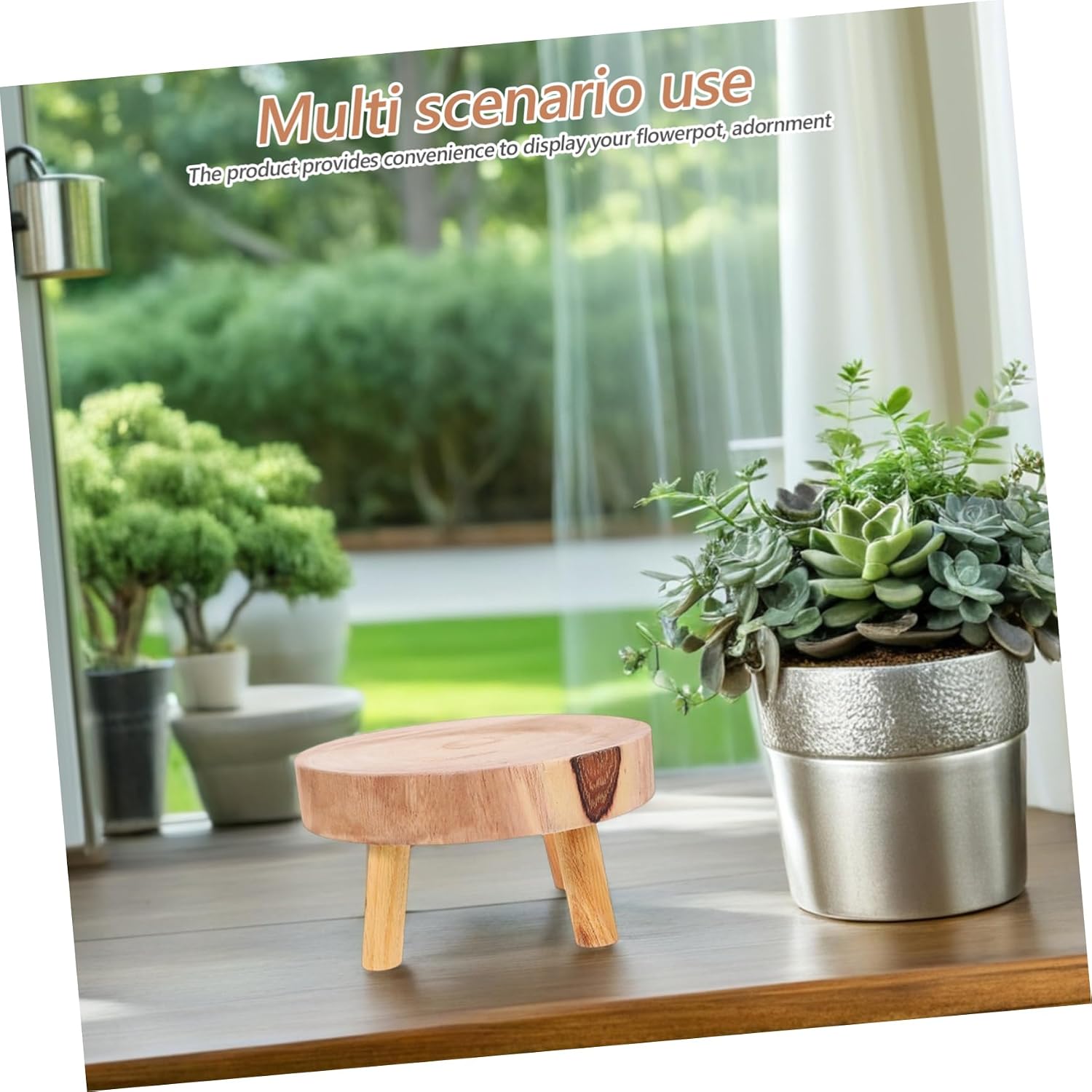 Mini Wooden Stool Display Stand Plant Stand Wood Flower Pot Holder Garden Plant Pot Riser Stand