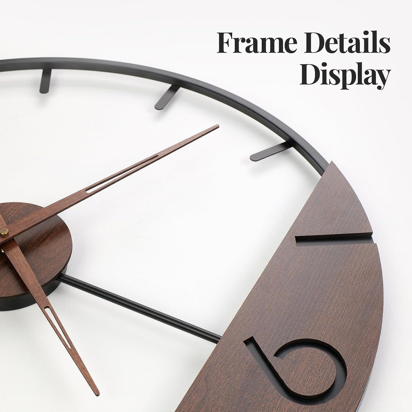 Cuspin 36 Inch Large Wall Clock Modern Walnut Clocks for Living Room Decor | Battery operated, silent non ticking