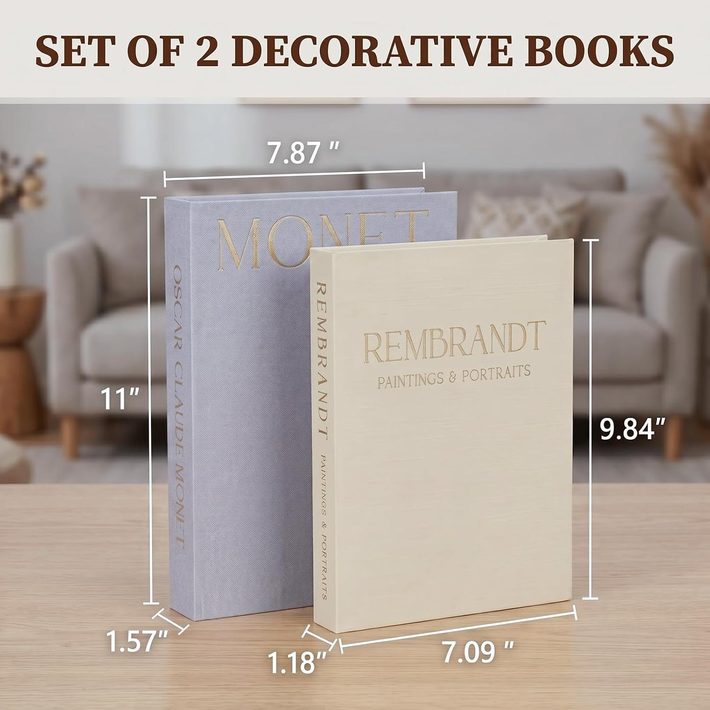 Decorative Book Set Decorative Box / Gray-beige / Set of 2