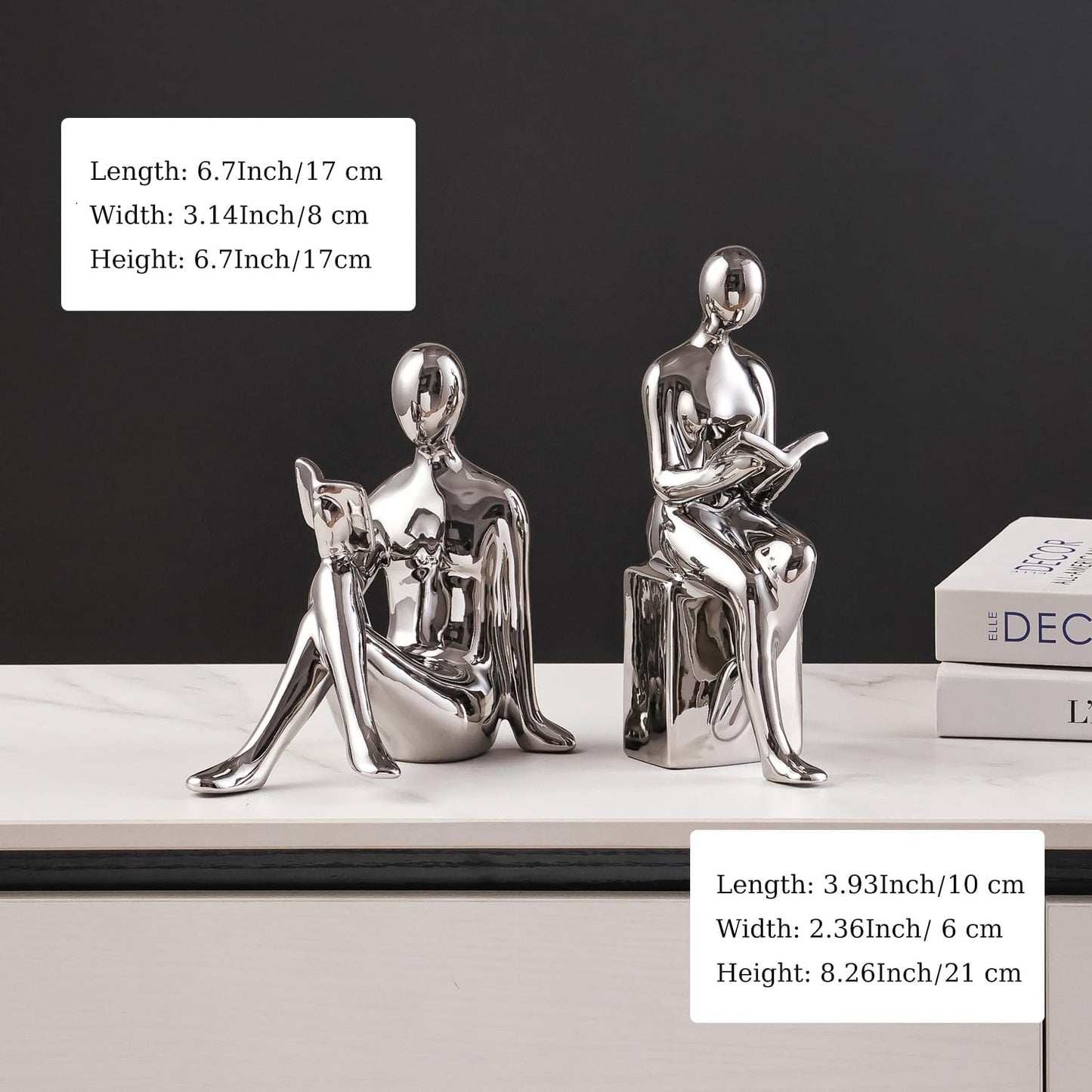 Ceramic Decorative Bookends / Silver