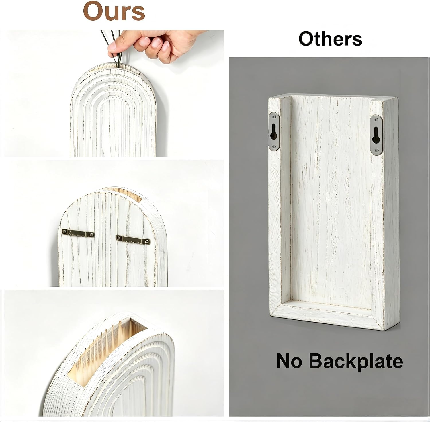 Wood Wall Hanging Planters / Washed White