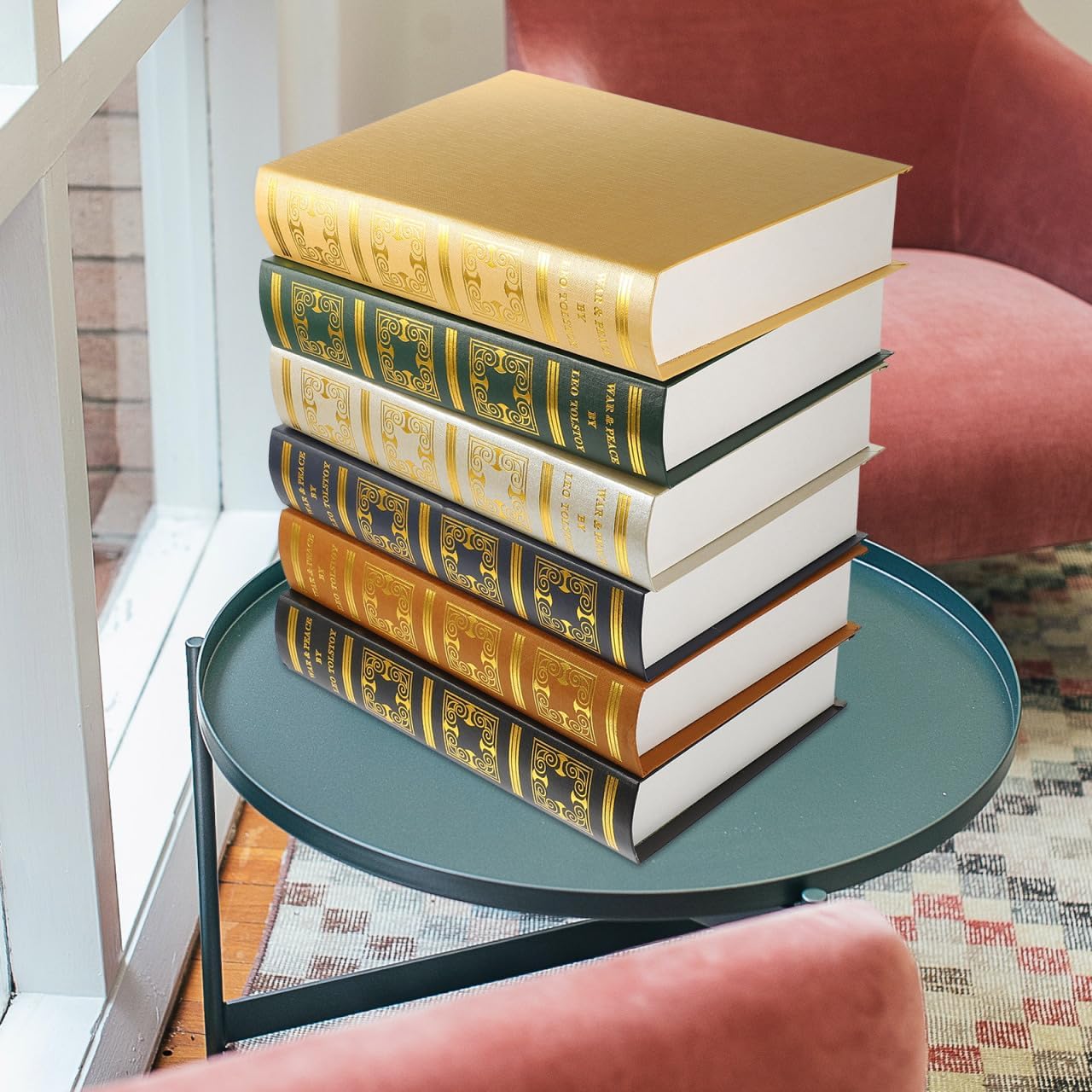 props bookcase books hollow artificial fake decoration antique storage box coated paper / Set of 6
