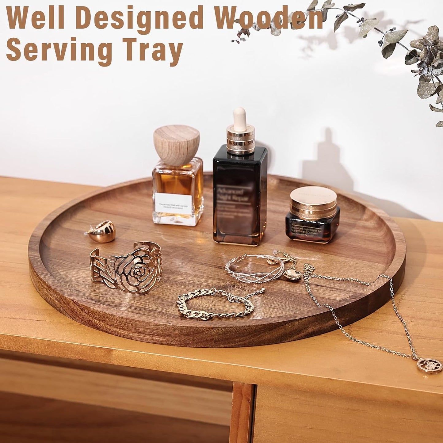 Round Wooden Serving Tray / Natural / 11 Inch / Set of 11