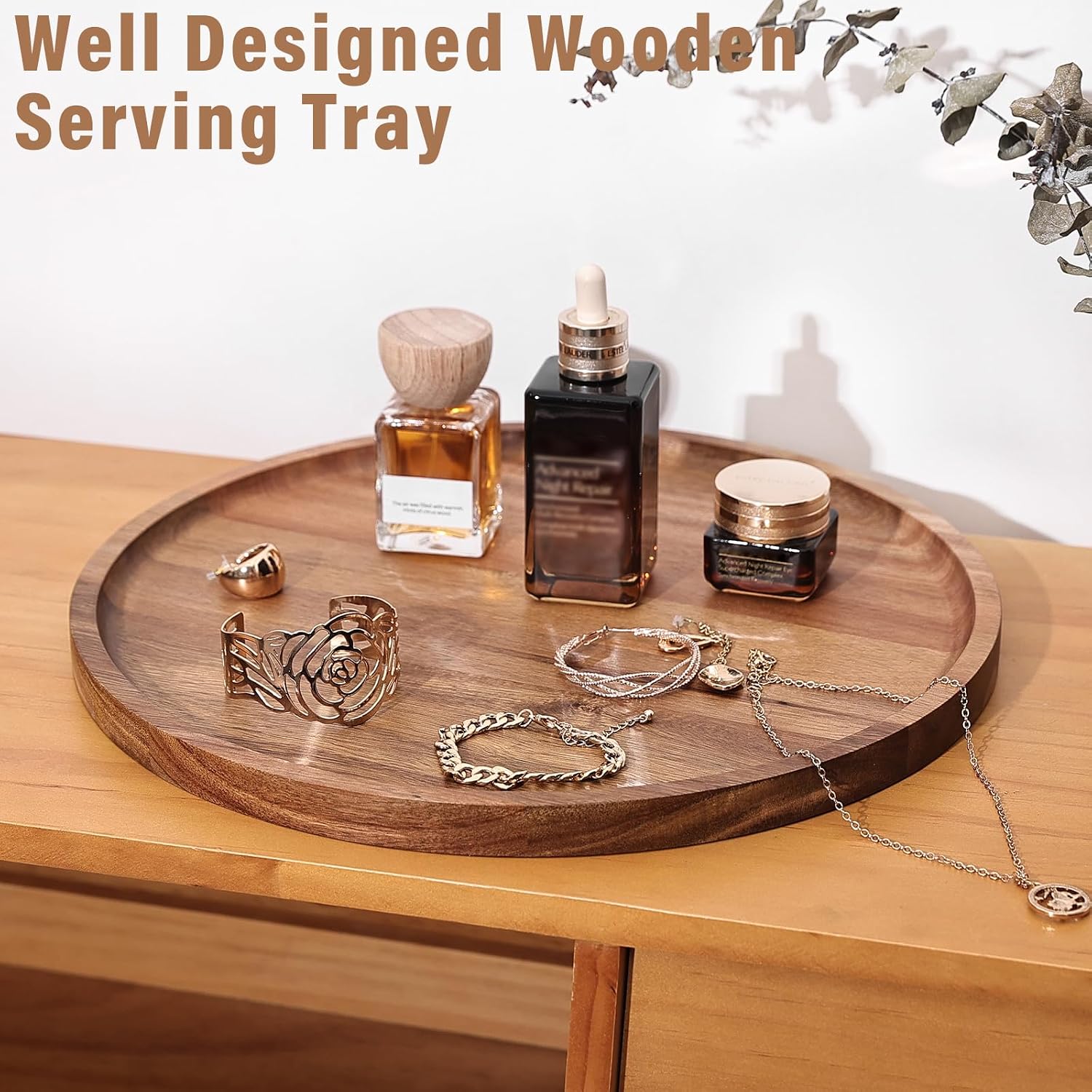 Round Wooden Serving Tray / Natural / 11 Inch / Set of 11
