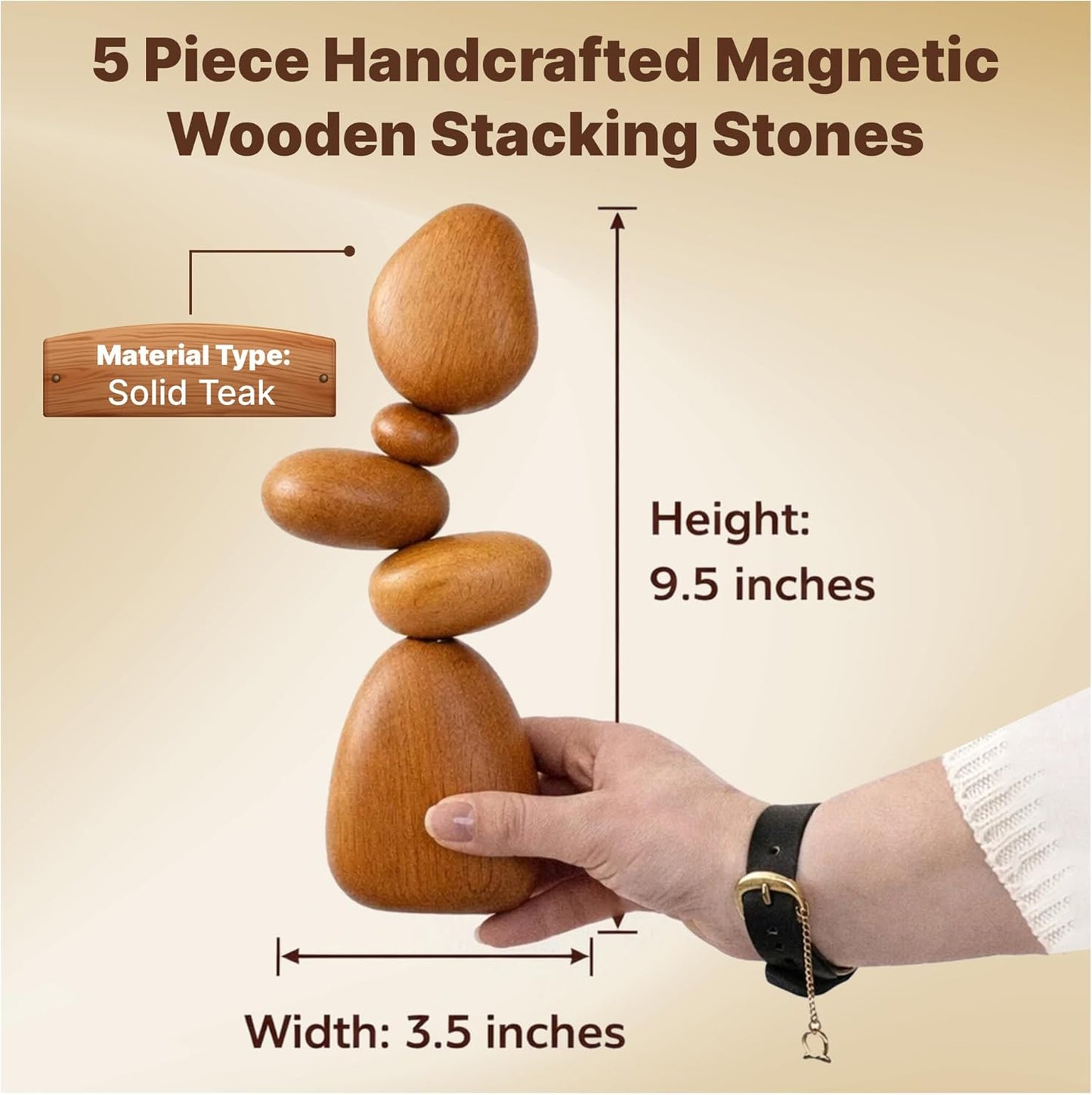 Magnetic Wooden Cairn Sculpture for Minimalist Home Decor