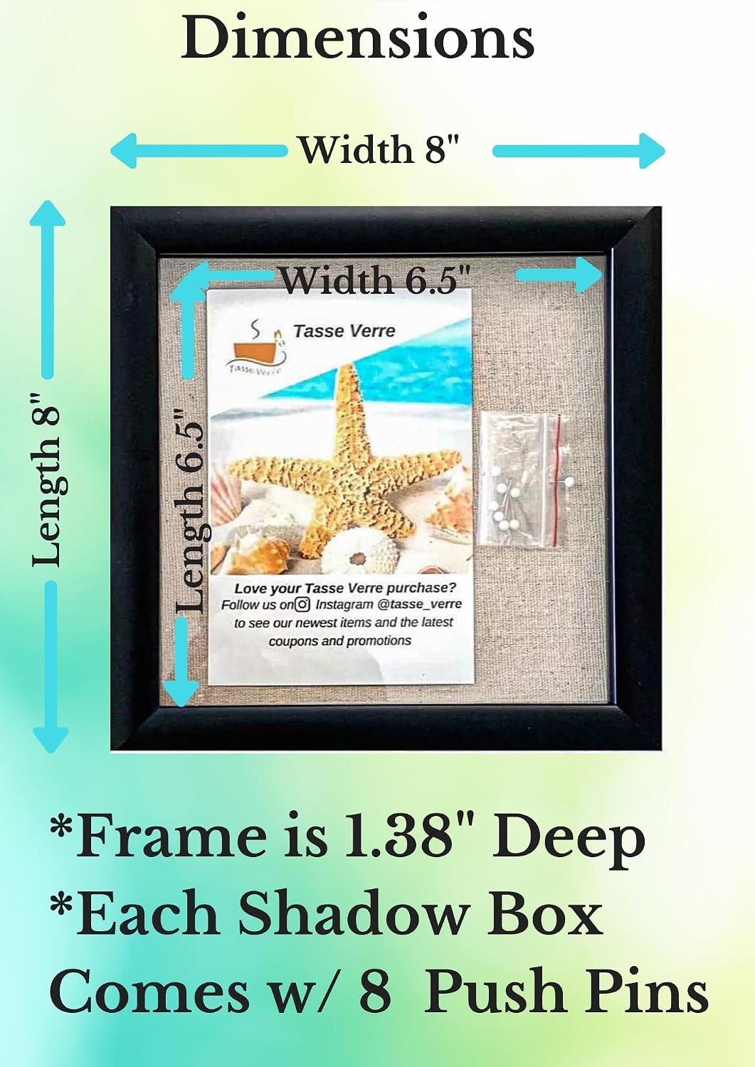 8x8 Black Display Shadow Box (2-Pack) Frame w/Linen Background and 16 Stick Pins - Ready to Hang Shadowbox Picture