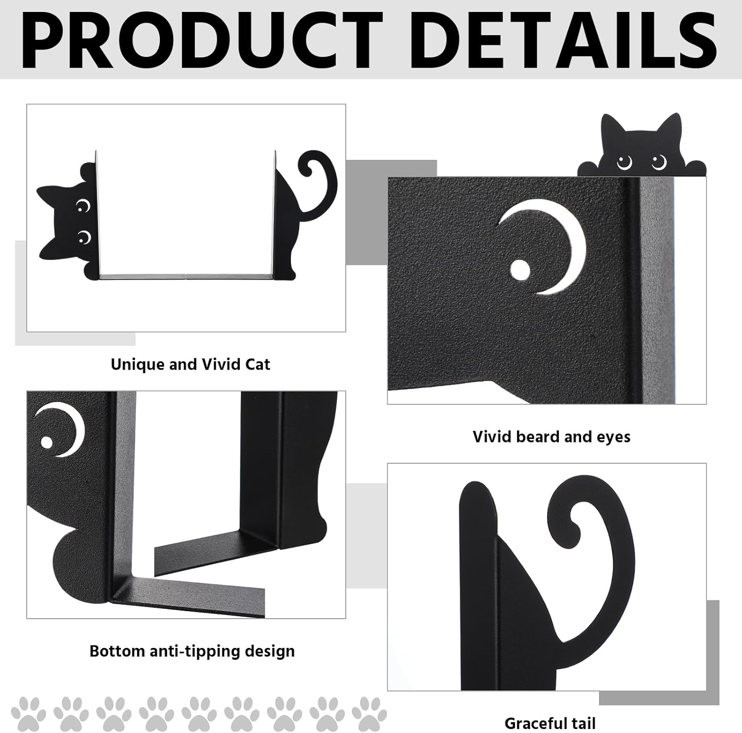Peeping Cat Metal Bookends Book Ends / Cute Cat / Set of 2