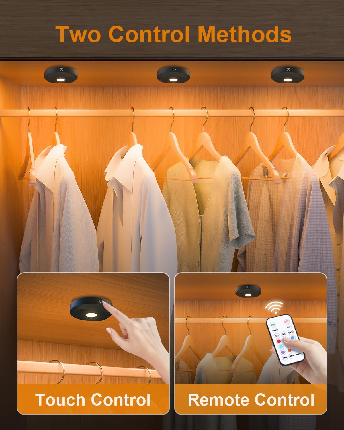 WILLED RGB Under Cabinet Lights,Rechargeable Puck Lights with Remote Control, Wireless Push Light with Timer