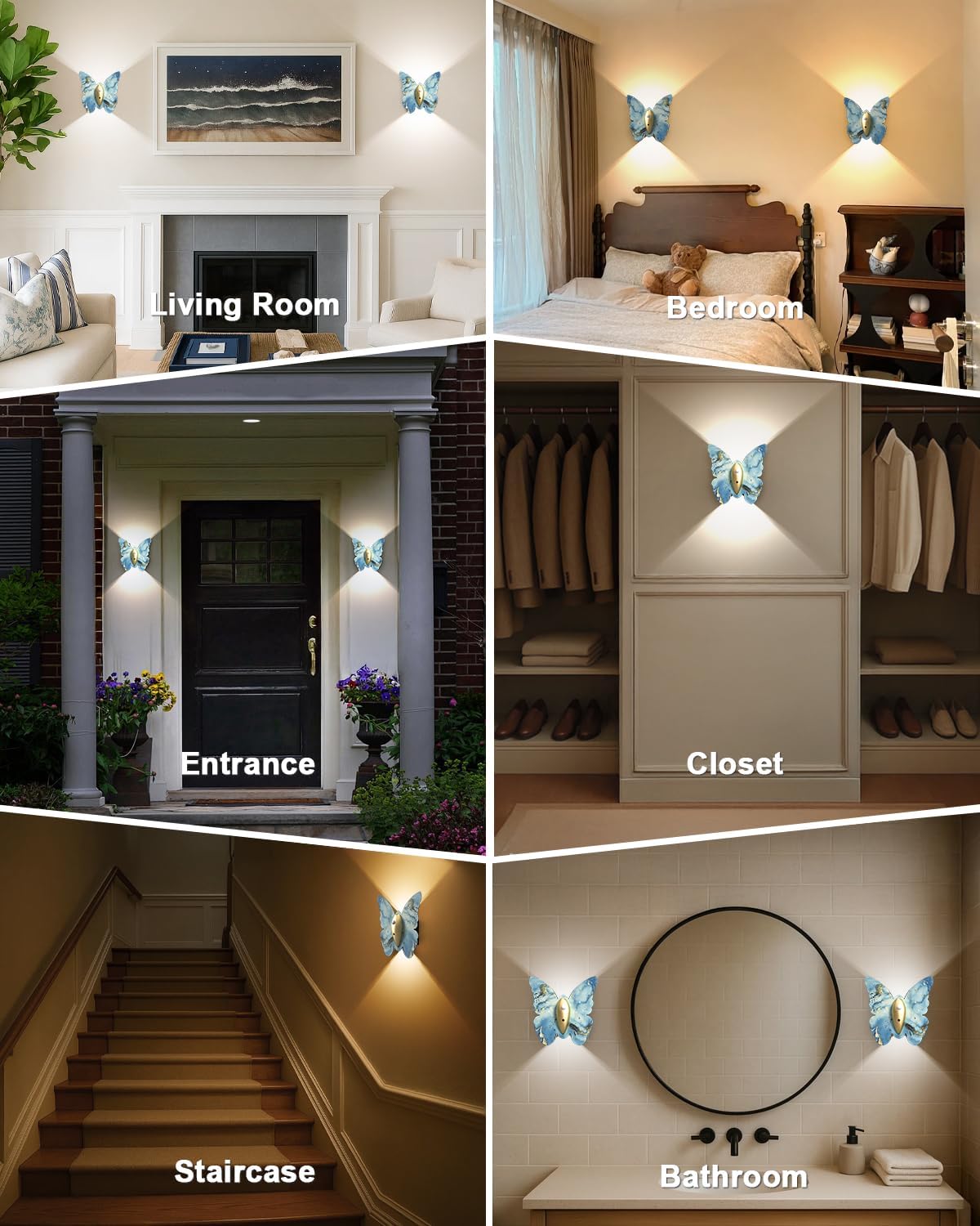 Eneru Motion Sensor Wall Sconce Set of 2, Rechargeable Wall Lights, Indoor | 5000mAh Battery Operated Wall Sconces