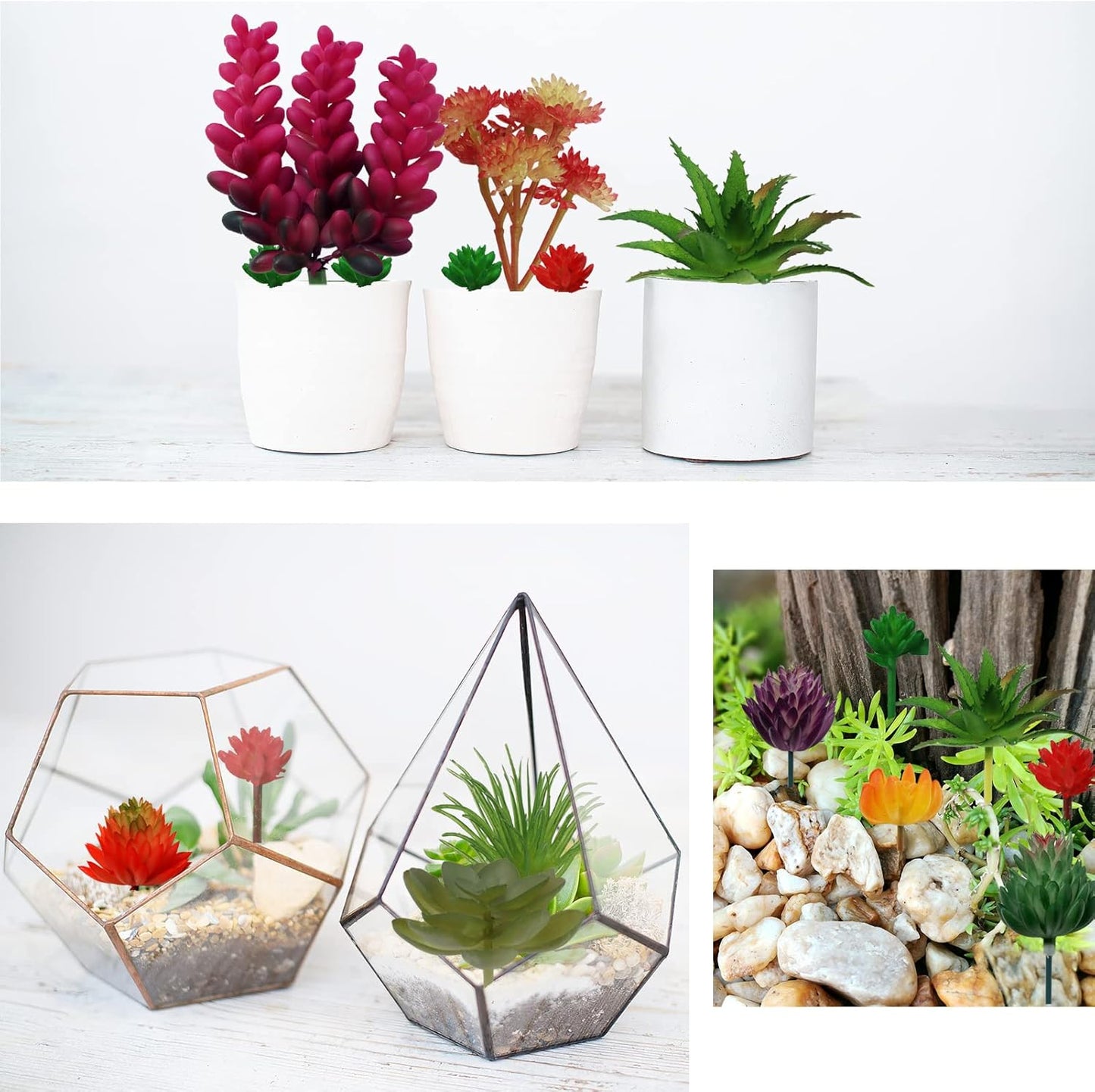 Mini Artificial Succulents for DIY Crafting Home Terrarium Floral / Colorful Succulents / Set of 22