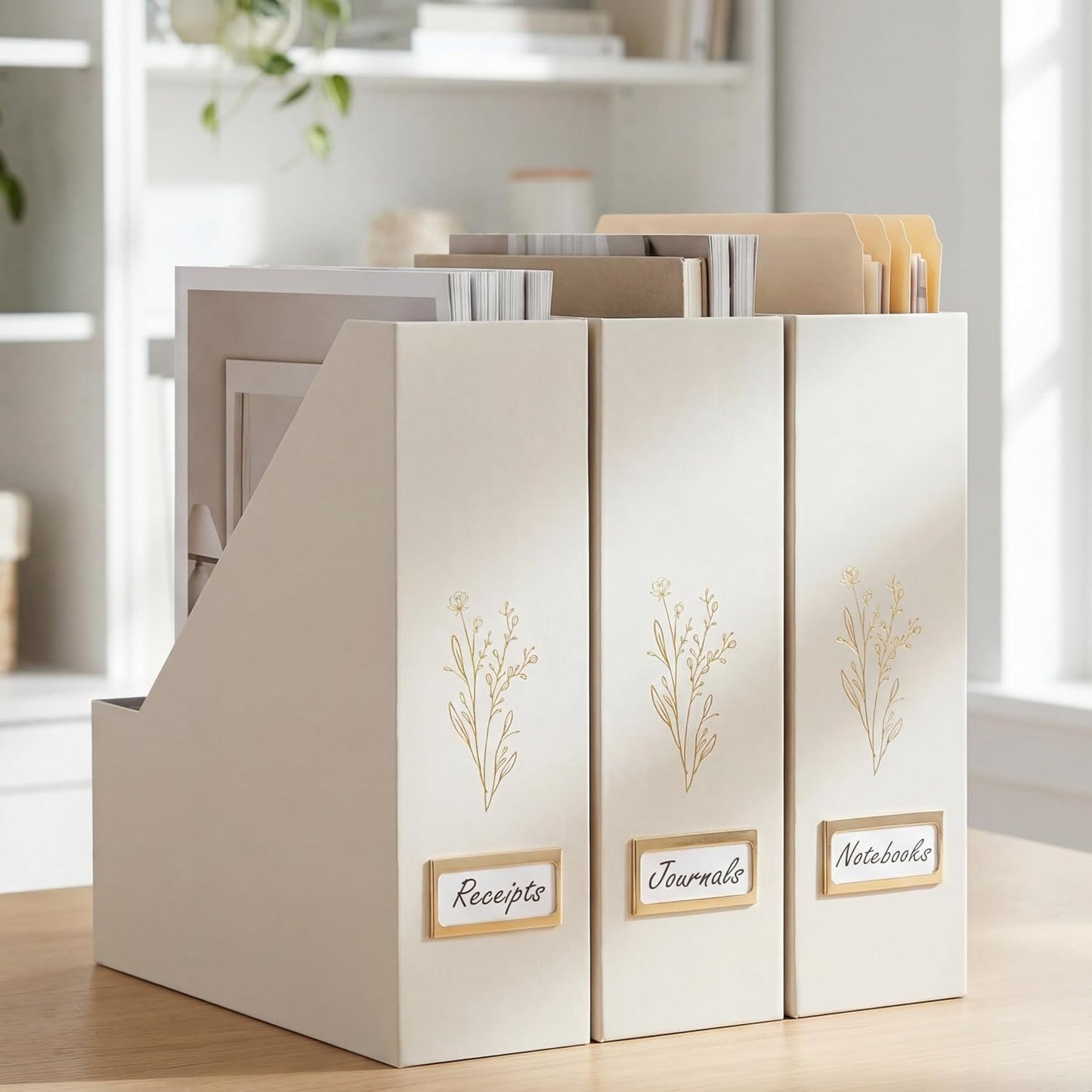 Beautiful Magazine Holder Set Of 3 - Sturdy File Holder for Desk Or Shelves | The Perfect Office Storage to