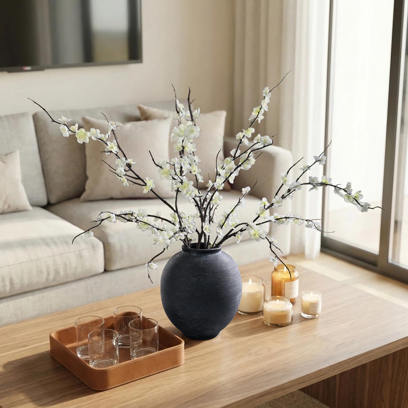 Farmhouse Table Vase / 9.8"-oval / Deep Charcoal Black-9.8