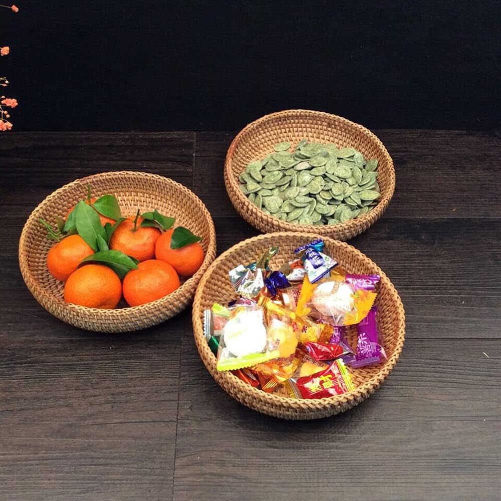 Small Round Keys Basket for Entryway Woven Baskets for Organizing Tabletop Decorative Wicker