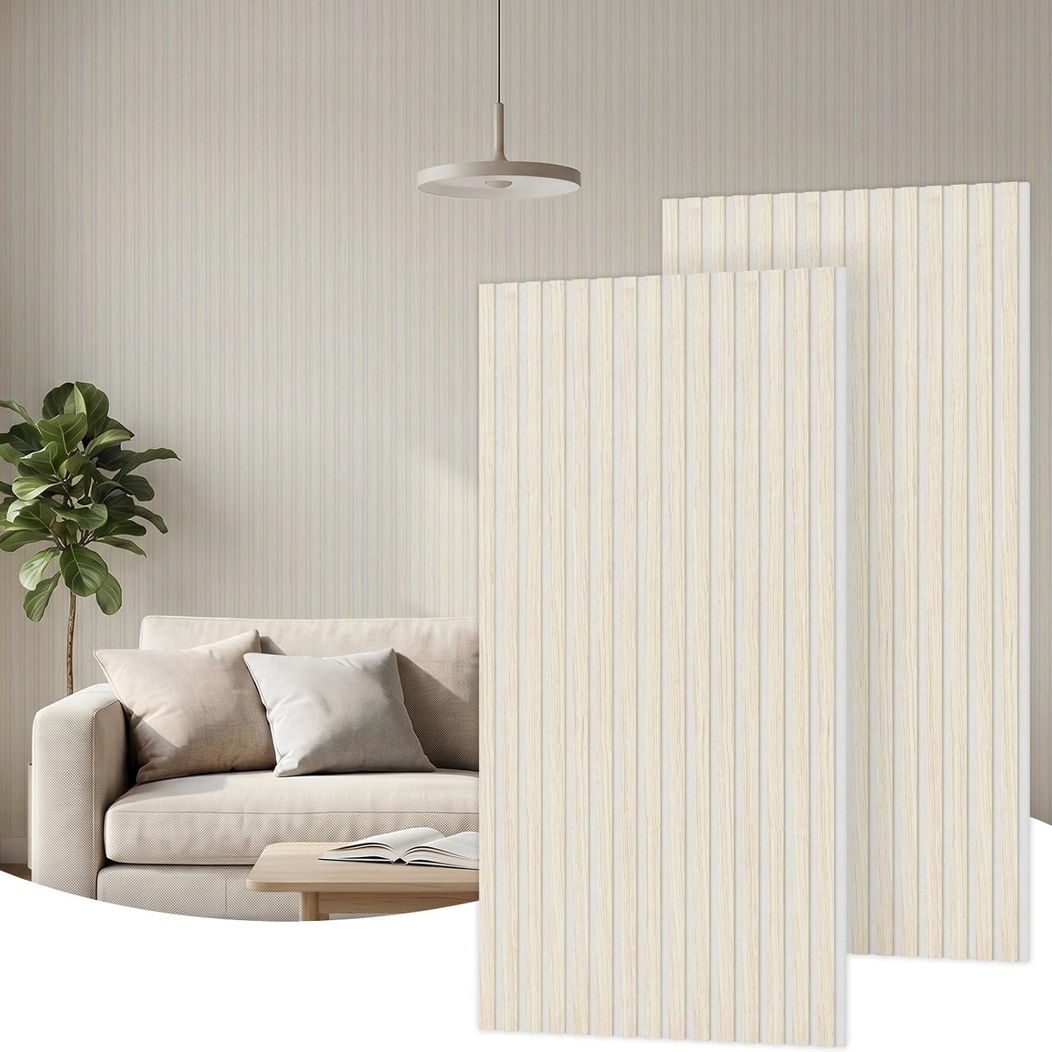 TONOR Wood Wall Panels for Interior Wall Decor, 2 Pack 47.2" x 23.6"(15.47ft²) Wood Slat Aacoustic Panels, Soundproof