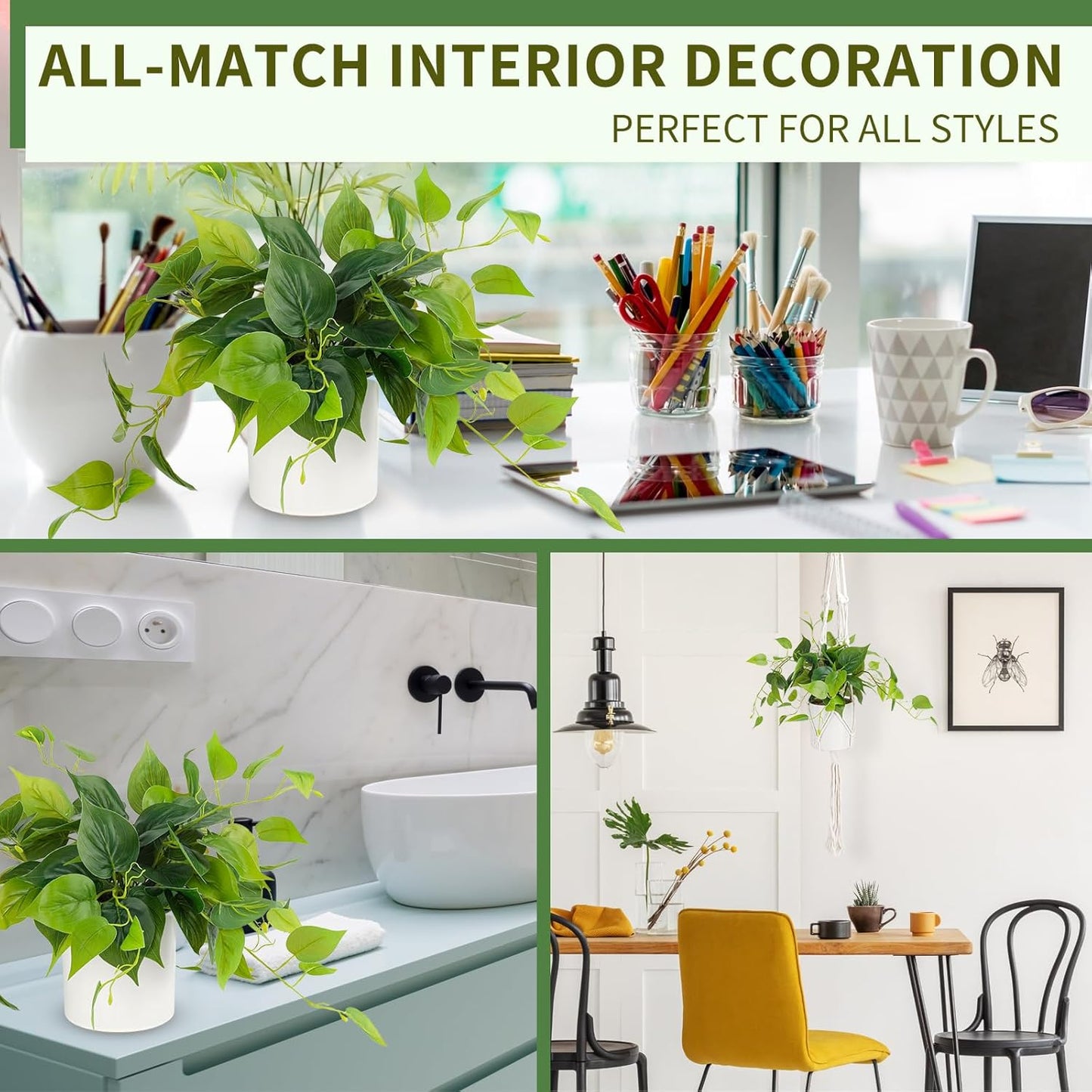 Faux Plants Indoor / White Ceramic Pot