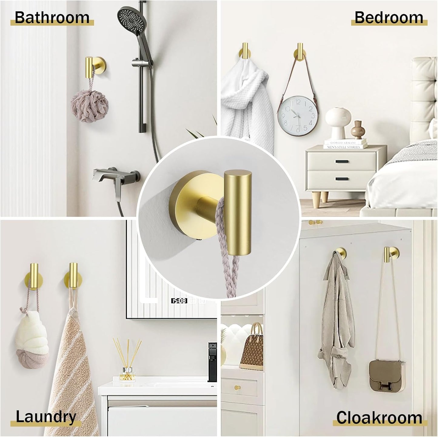 10 Pieces Brushed Gold Bathroom Hardware Towel Bar Set for Bathroom Wall, 23.6Inch Bathroom Accessories Set Upgraded