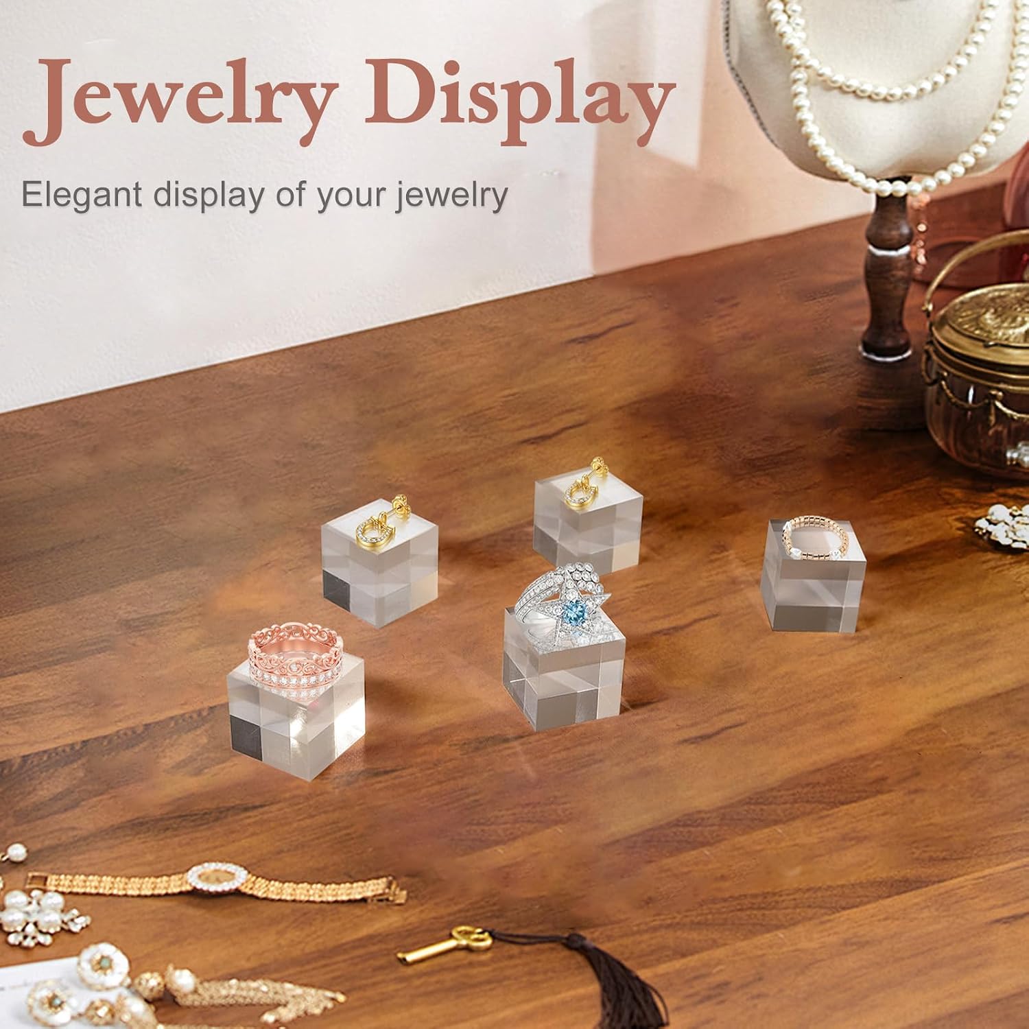 Acrylic Base Acrylic Blocks for Display Square Riser Display Stands Trophy / 1 x 1 x 1 / Set of 10