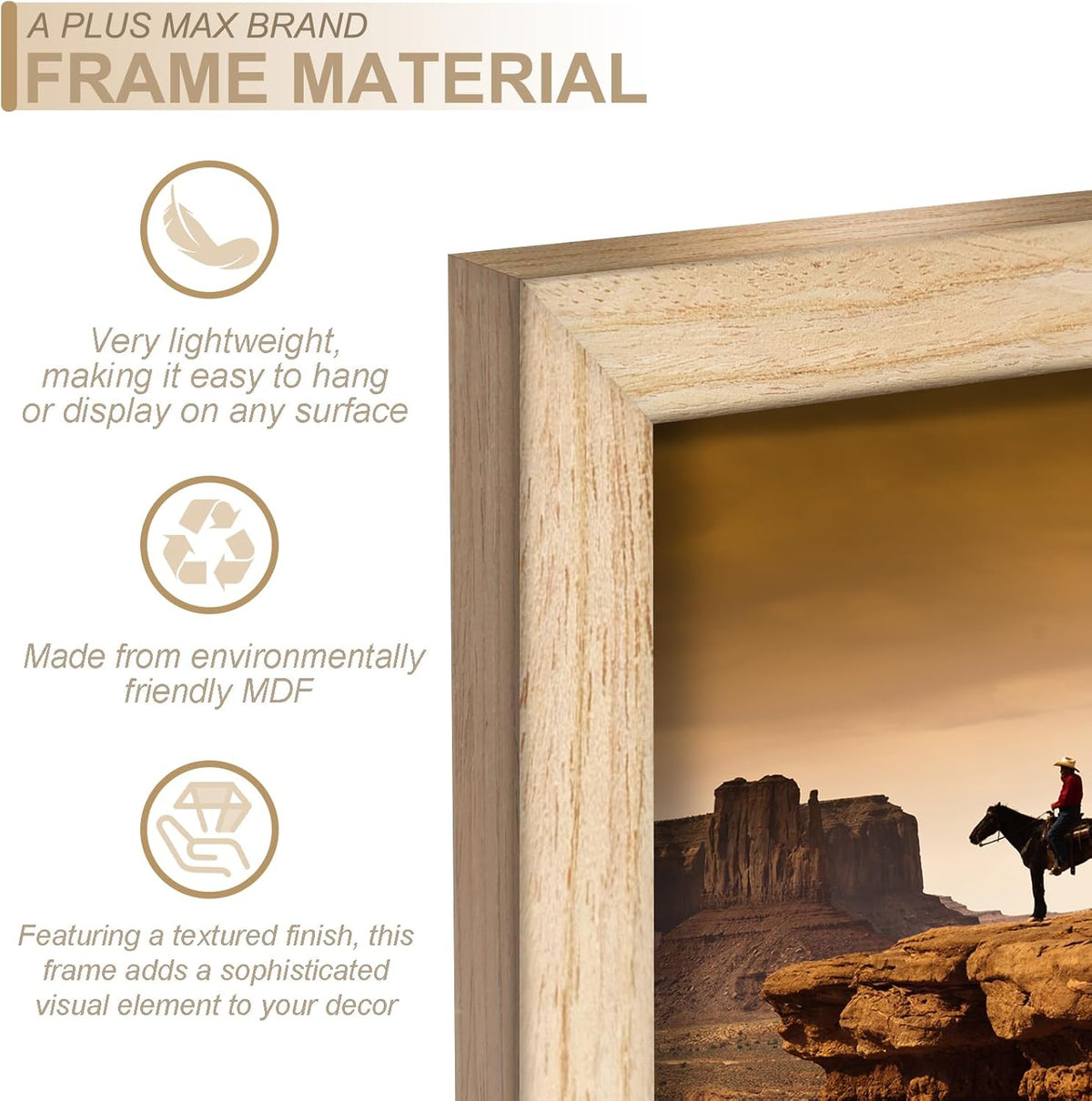 8x10 Picture Frame Set of 10 Natural Light Weight Tabletop and Wall Mount | 8 x 10 Inch Natural Wood-grain Engineered