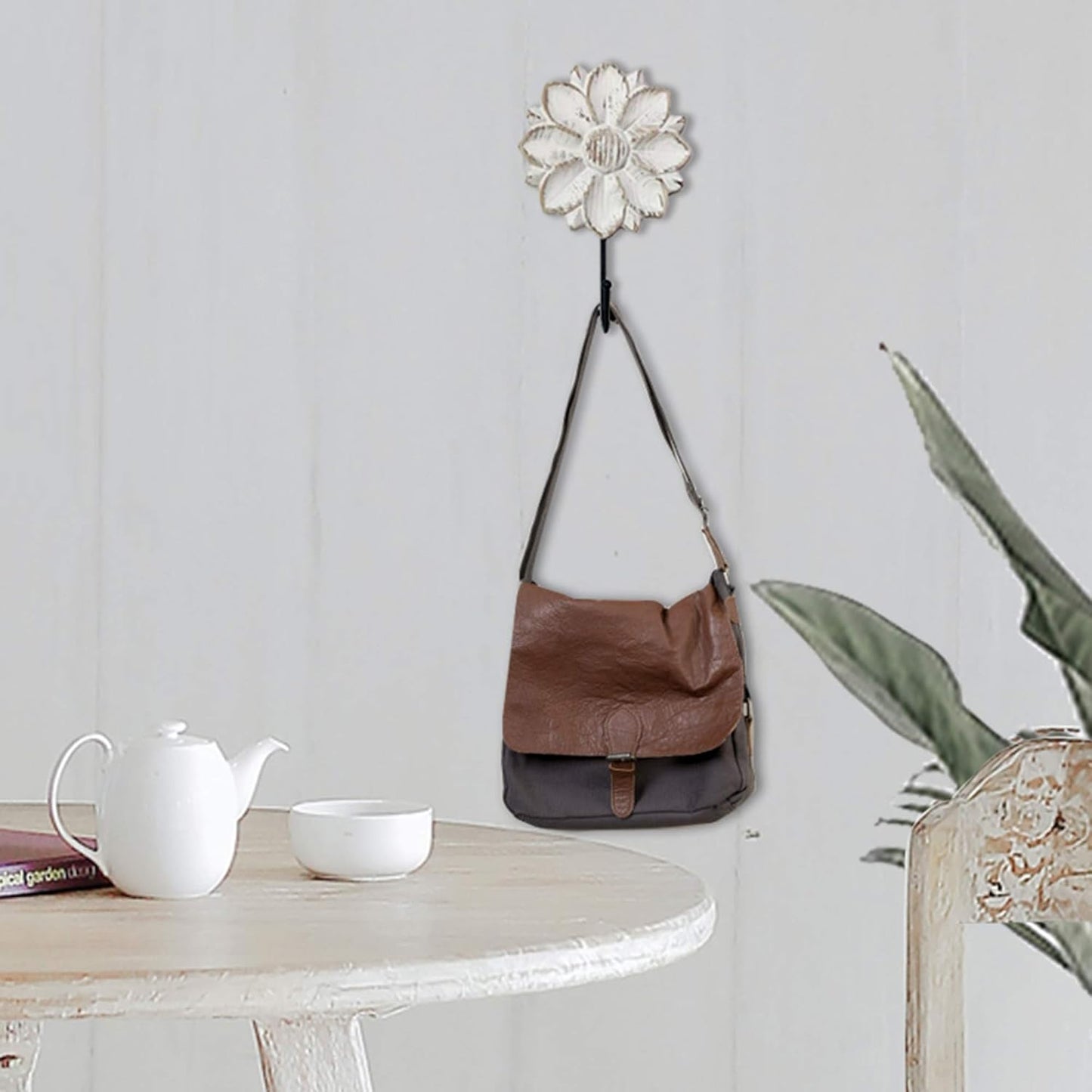 Farmhouse Boho Coat Rack Hooks / Distressed White