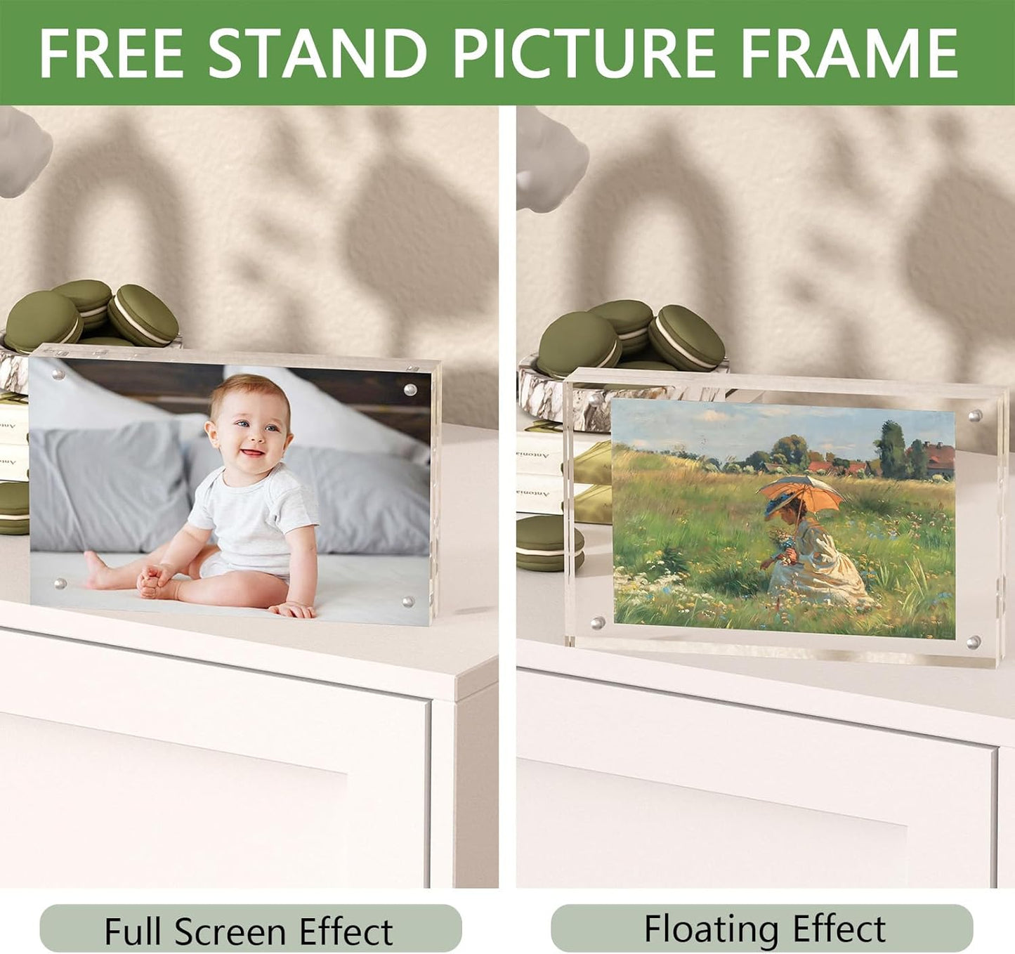 5PACK Acrylic Picture Frames 4x6 Magnetic Acrylic Picture Frames,Freestand Photo Frame Bulk,4 by 6 Clear Double-Sided