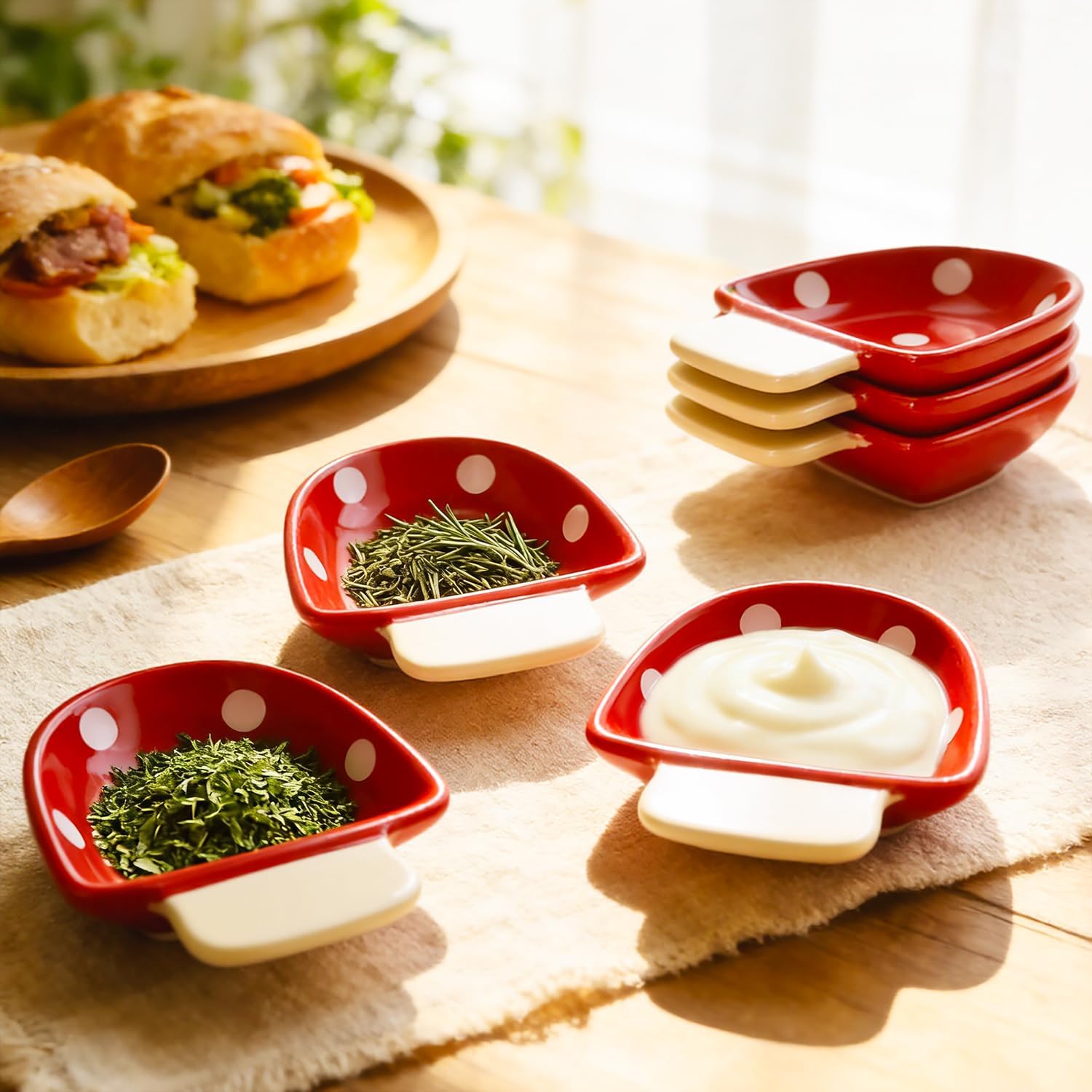 Mushroom Shaped Ceramic Dip Bowls / 4 Inch / Set of 4