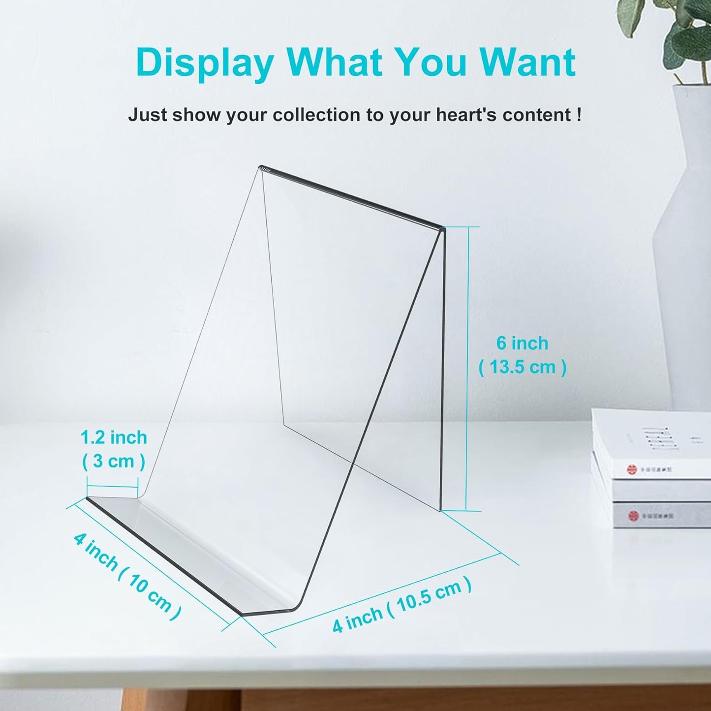 Acrylic Book Stand Without Ledge / Transparent / 4PC / 6 Inch